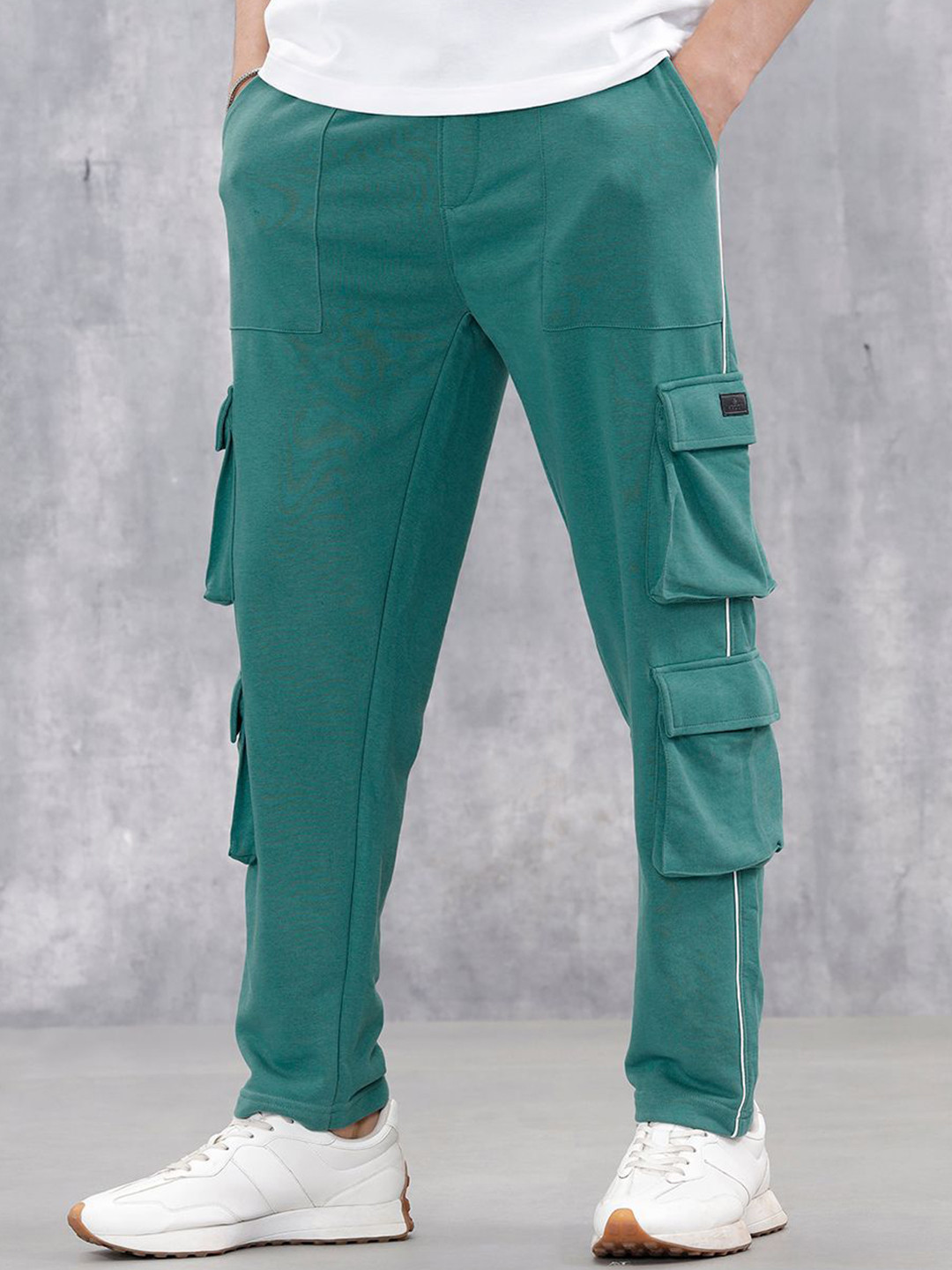 WROGN Men Mid-Rise Cargos Track Pants