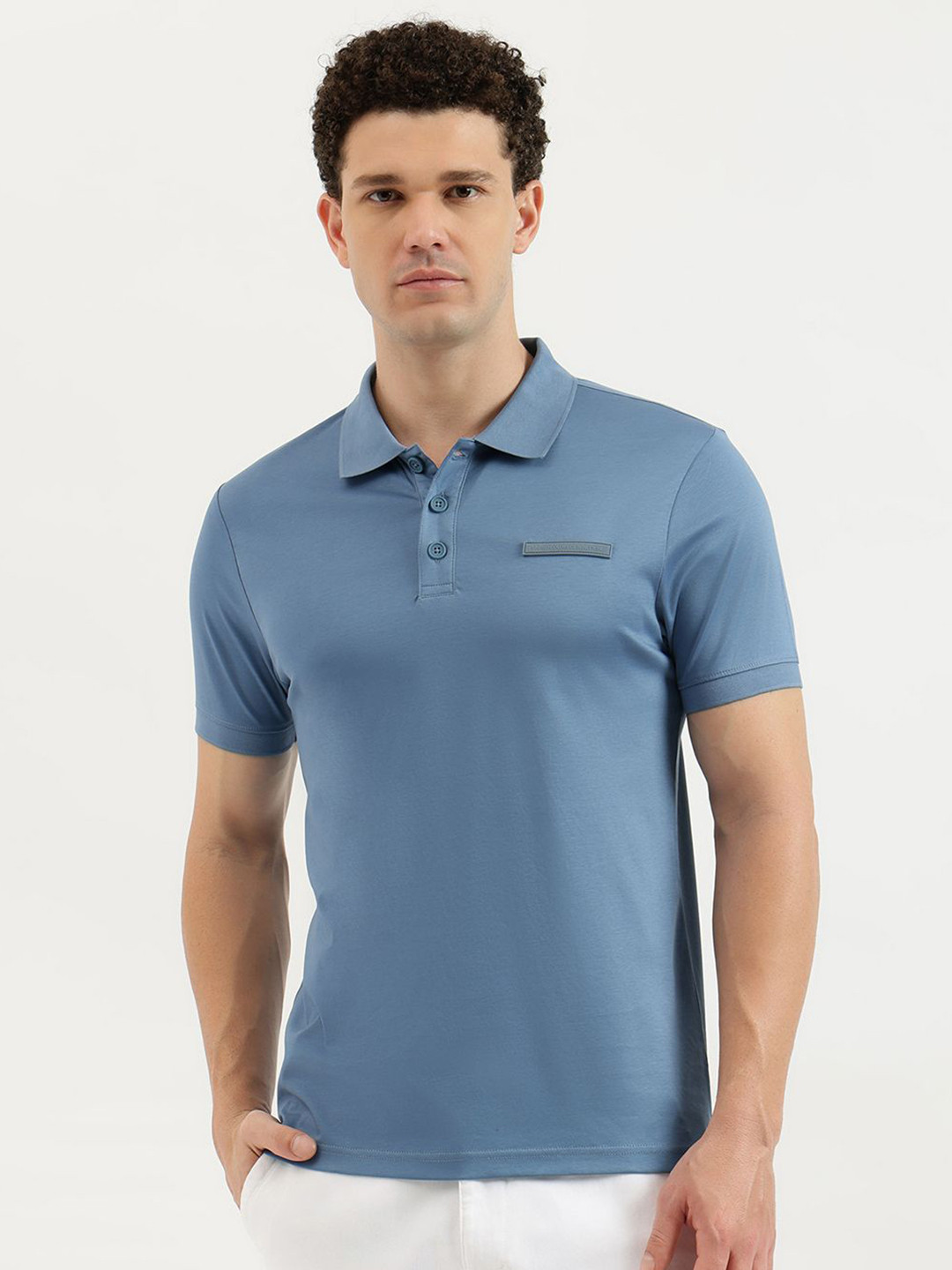 United Colors of Benetton Men Solid Polo Collar Cotton T-shirt