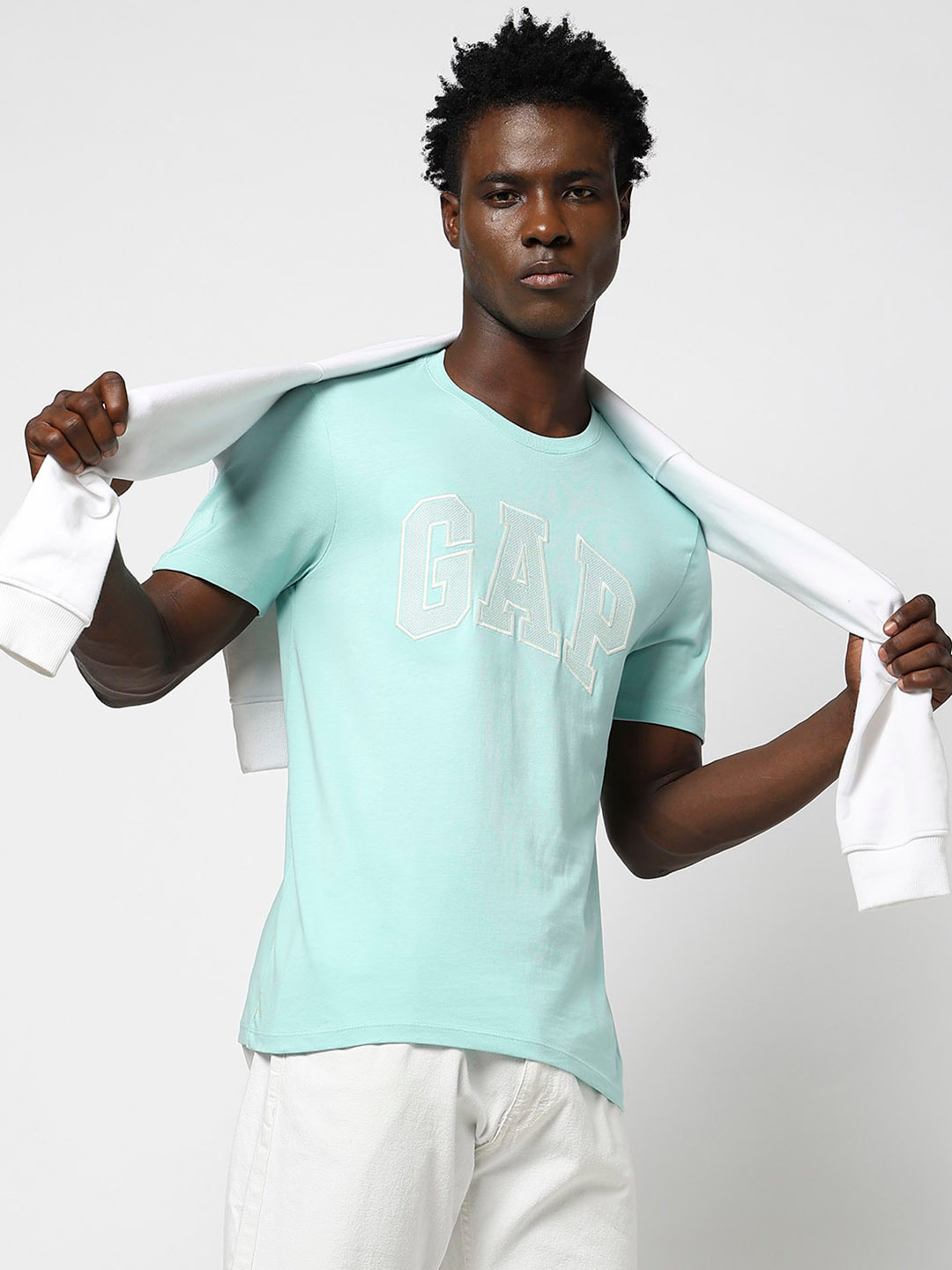 GAP Novelty Brand Logo Embroidered Pure Cotton Slim Fit T-shirt