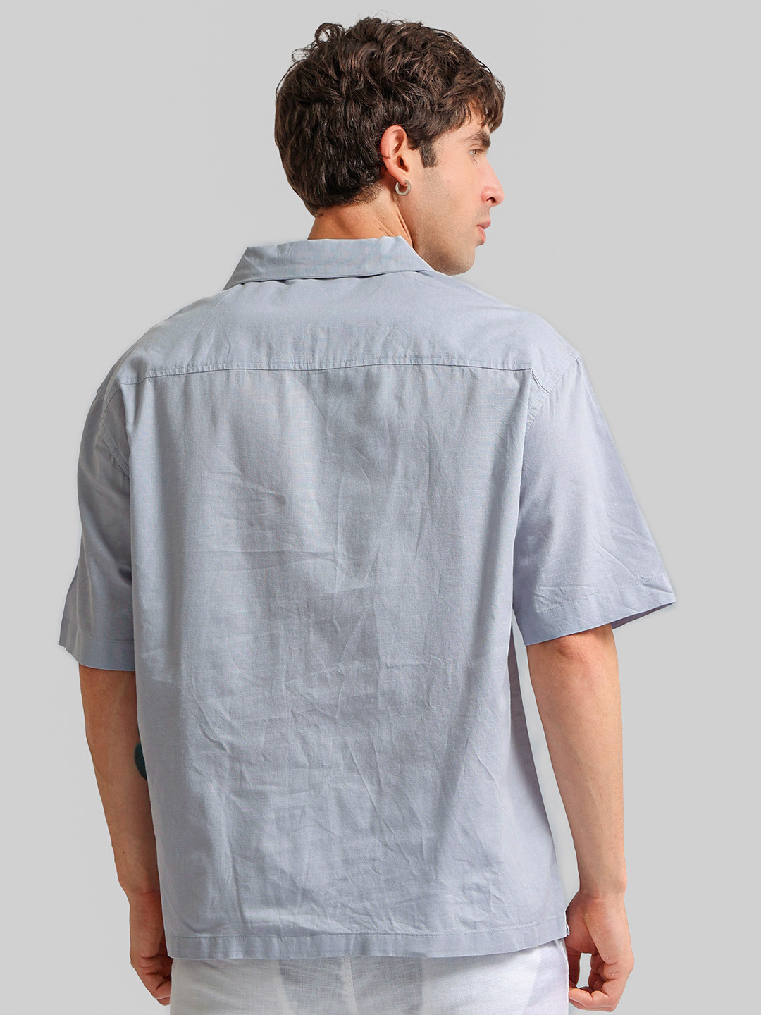 Maniac Embroidered Linen Oversized Casual Shirt - Image 4