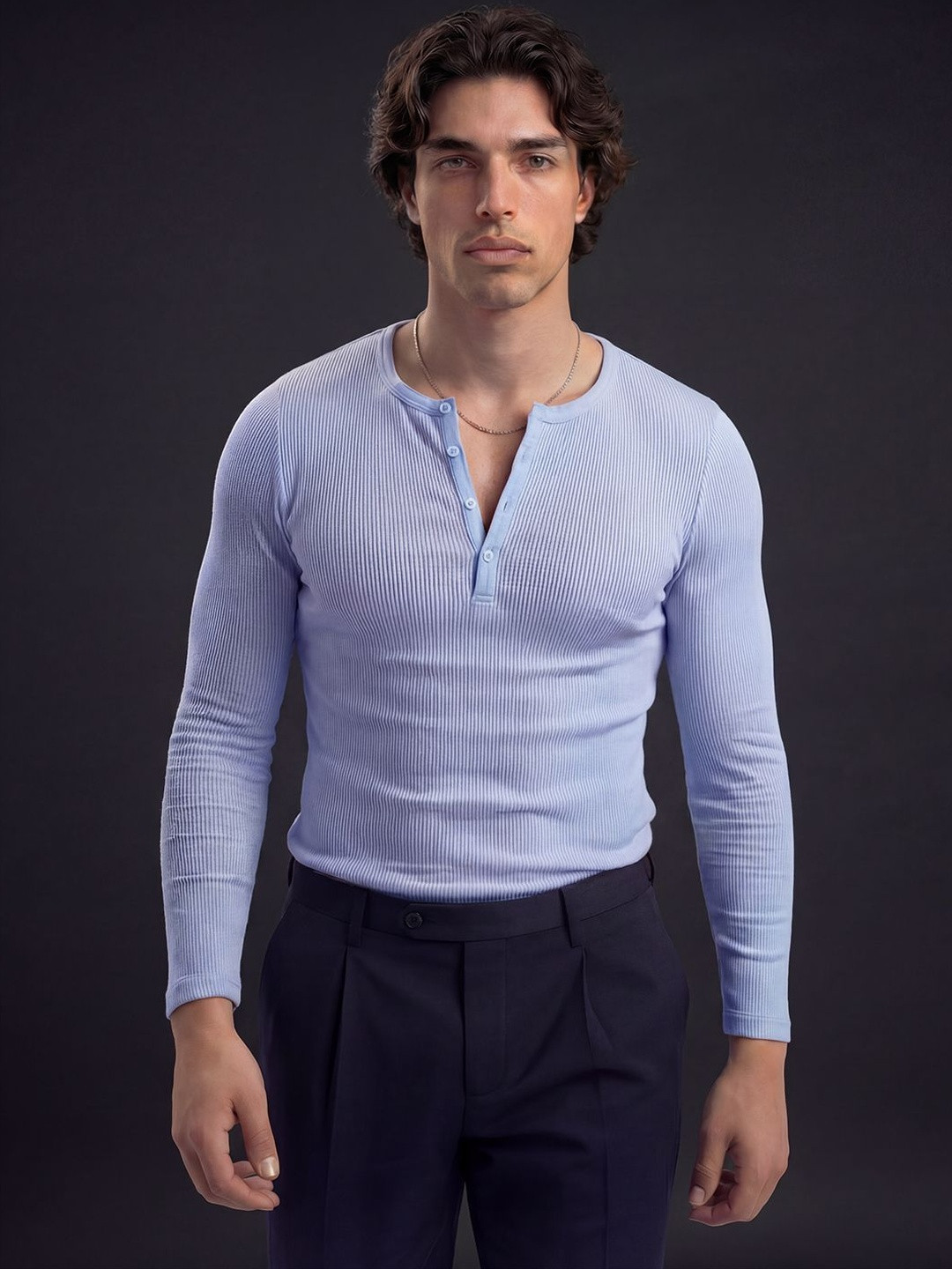 FUGAZEE Men Henley Neck T-shirt