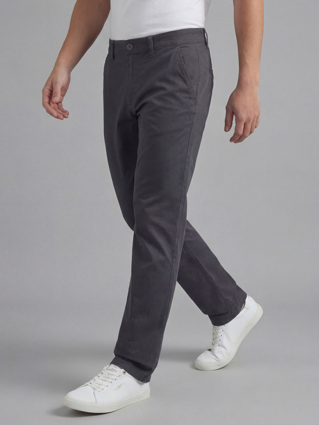 Pepe Jeans Men Straight Fit Mid Rise Flat-Front Chinos