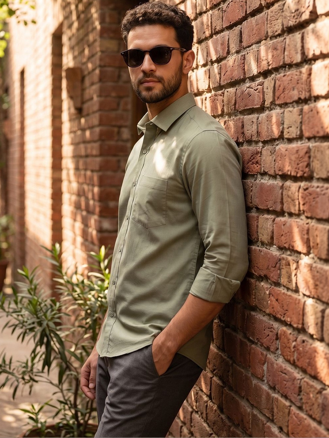 The Roadster Lifestyle Co. Men Soild Spread Collar Satin Cotton Shirts