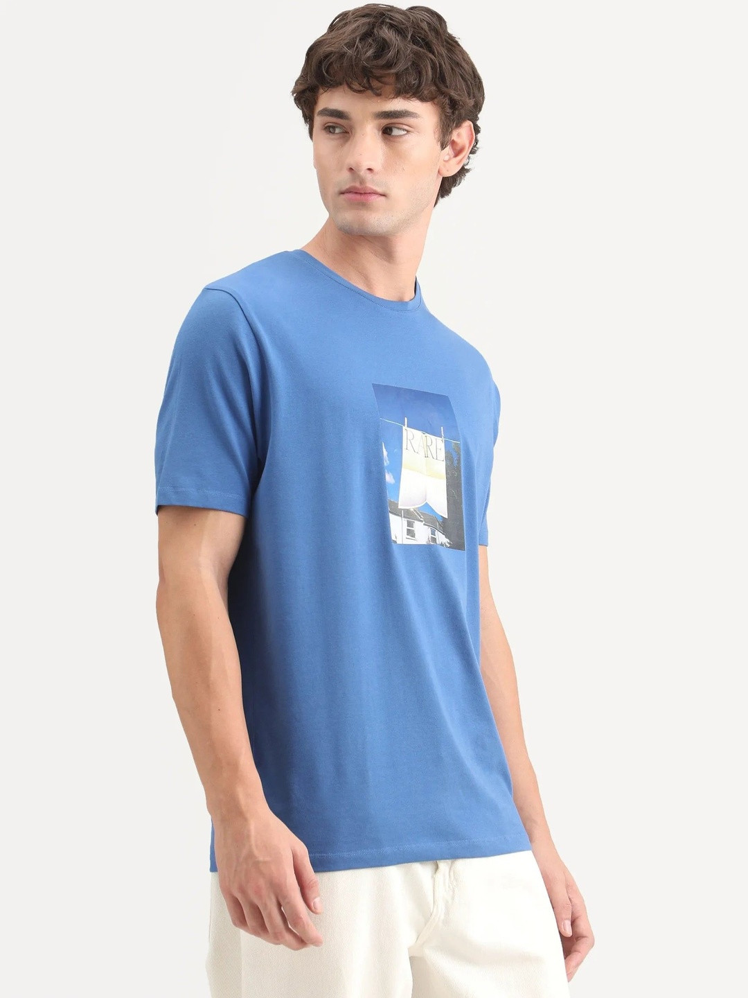 RARE RABBIT Kapo Typography Cotton Round Neck Short Sleeves T-shirt