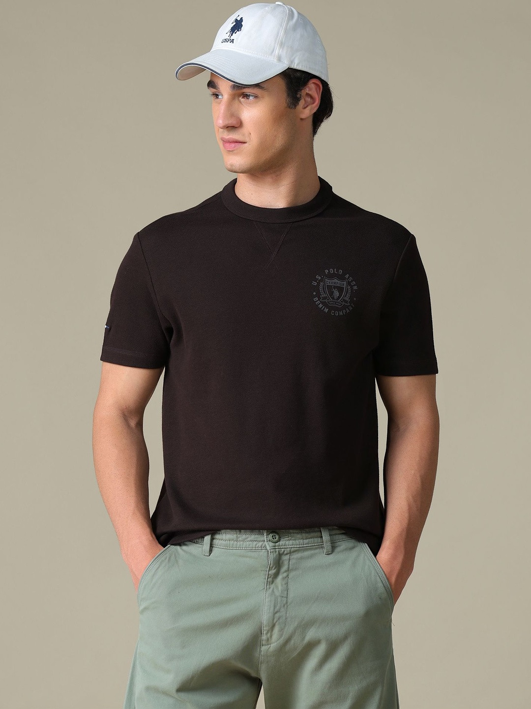 U.S. Polo Assn. Denim Co. Men Brand Logo Printed Slim Fit T-shirt