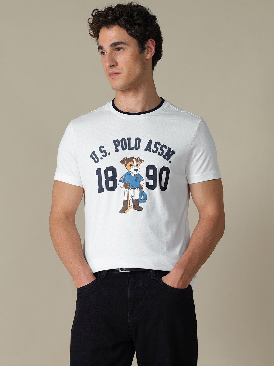 U.S. Polo Assn. Men Brand Logo Printed Pure Cotton Slim Fit T-shirt