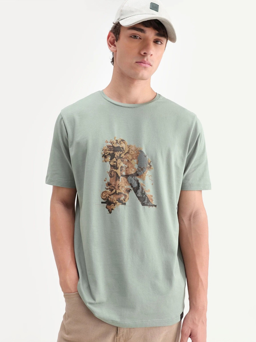 RARE RABBIT Men Printed Applique T-shirt