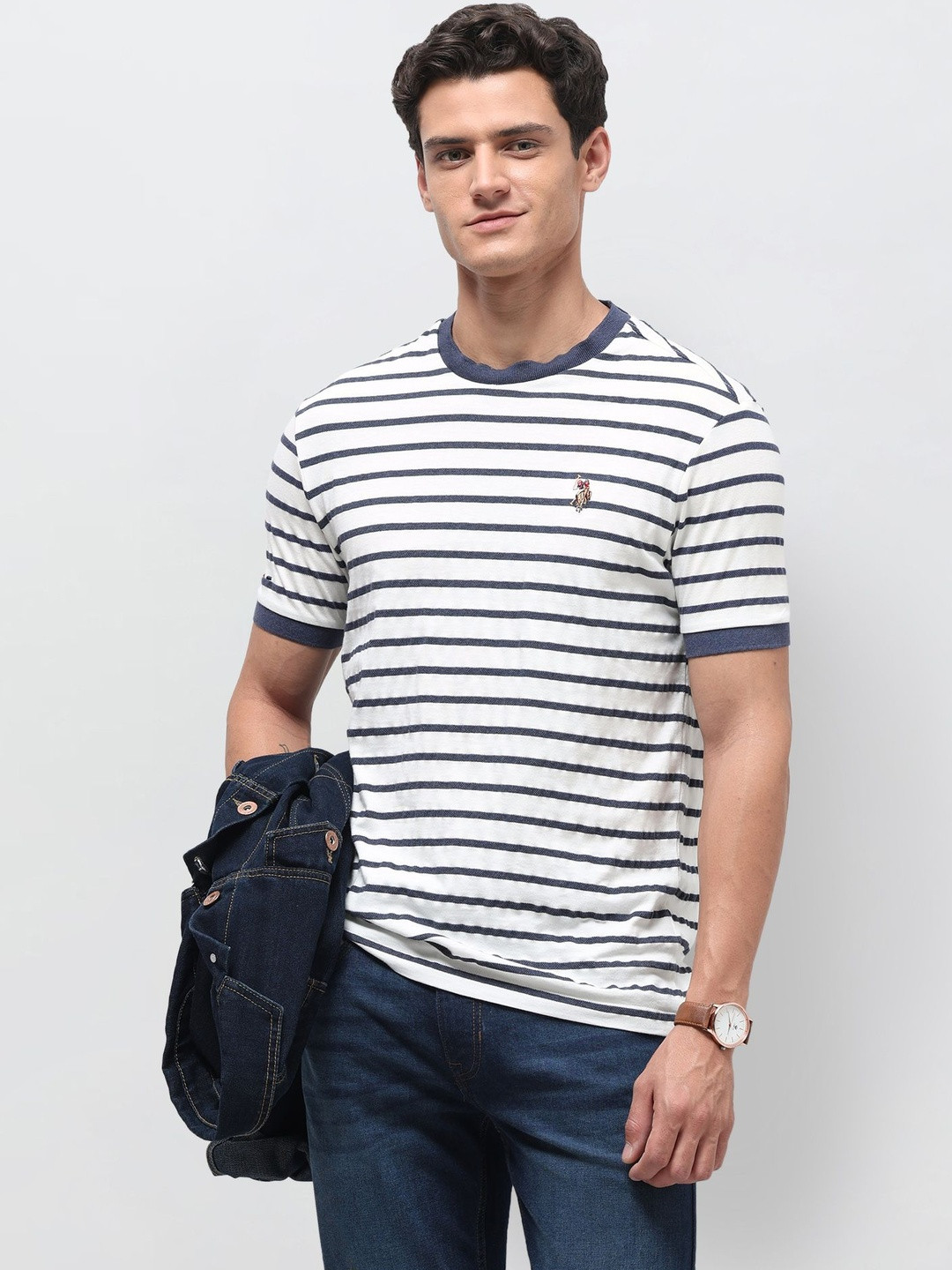 U.S. Polo Assn. Denim Co. Men Striped Slim Fit T-shirt