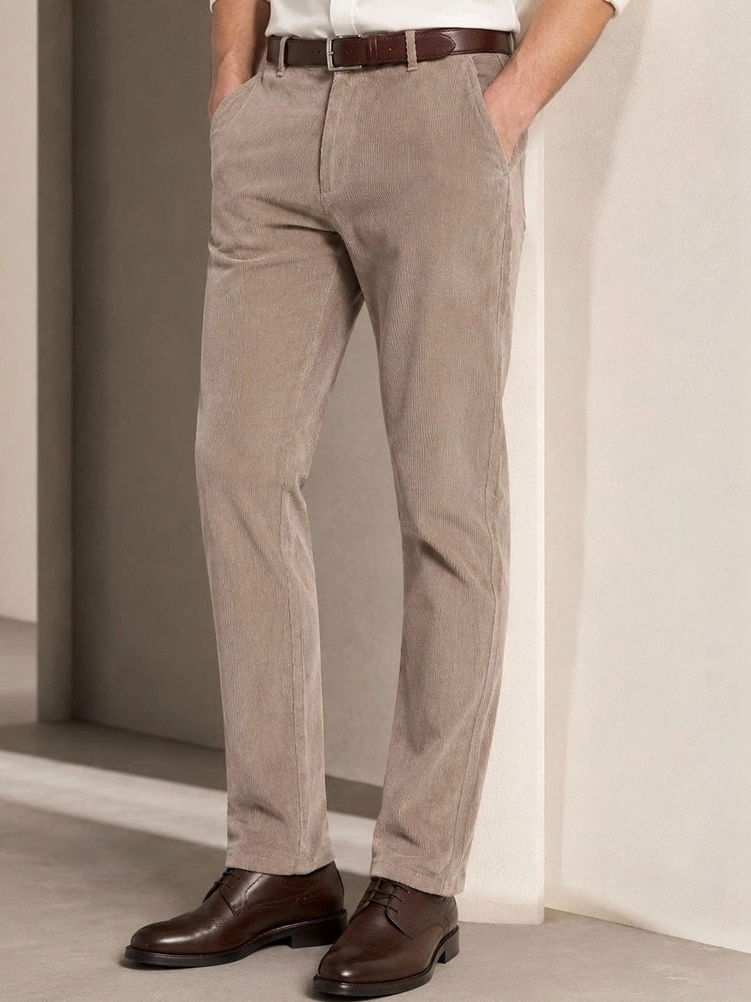 Hancock Men Slim Fit Corduroy Trousers