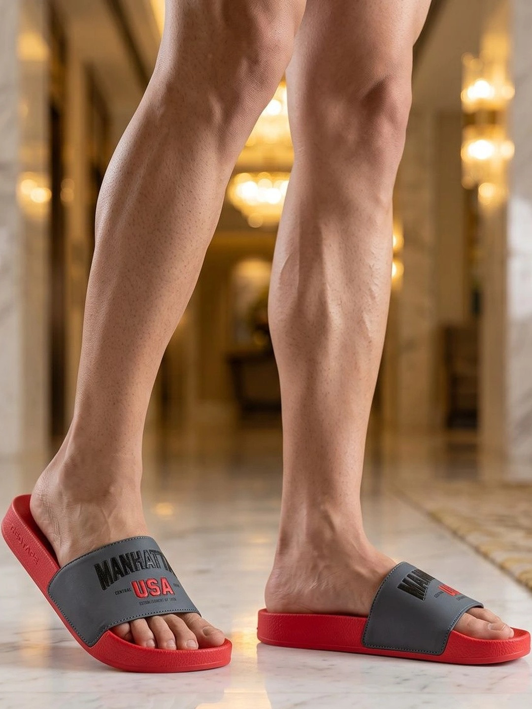 Red Tape Men Printed Sliders - Image 7