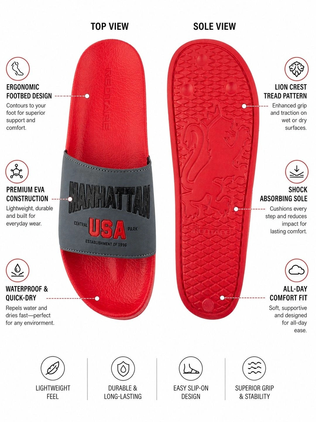 Red Tape Men Printed Sliders - Image 5
