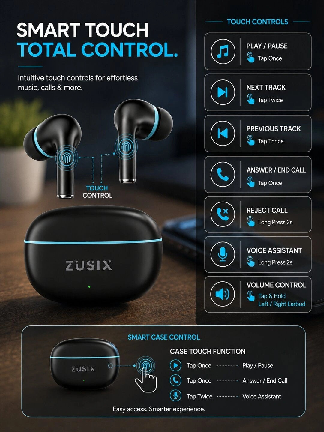zusix PEBBLE TWS Earbuds 55H Playback 13mm Drivers - Image 7