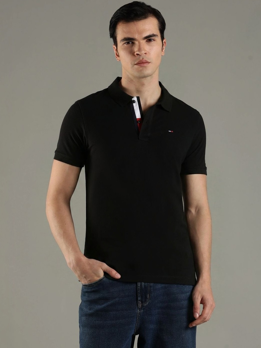 Tommy Hilfiger Men Brand Logo Polo Collar Slim Fit T-shirt