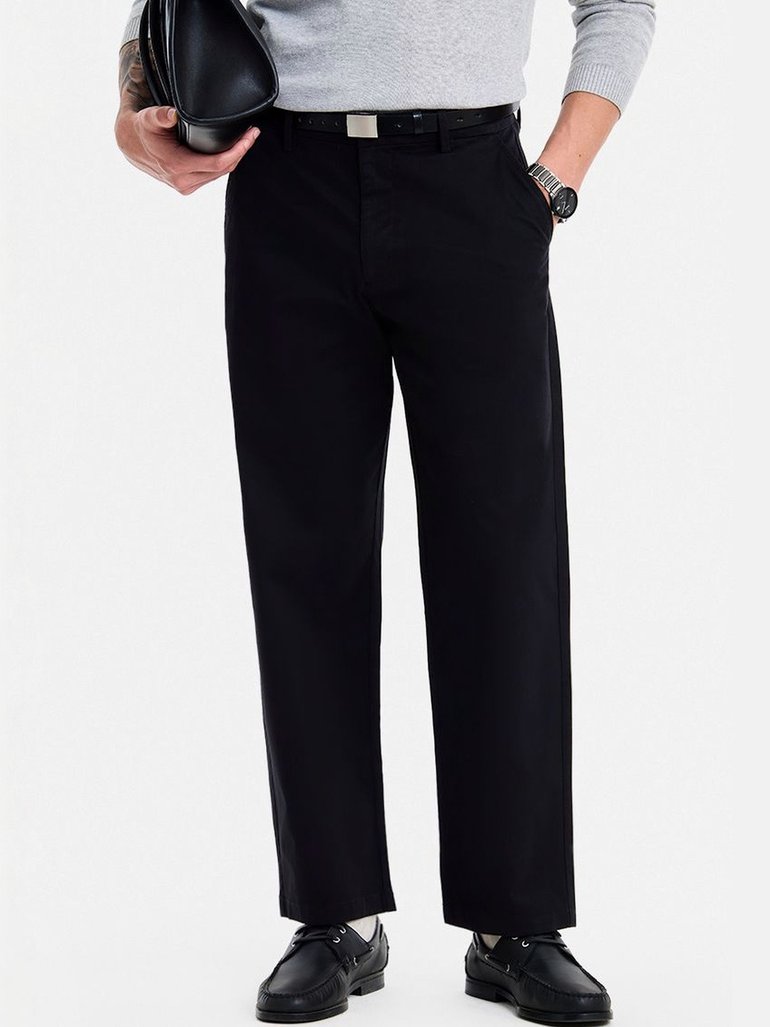 Snitch Black Mid-Rise Baggy Trouser