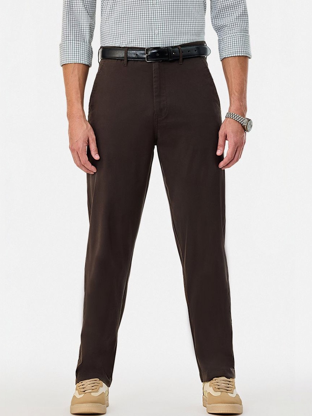 Snitch Brown Mid-Rise Straight Fit Trouser