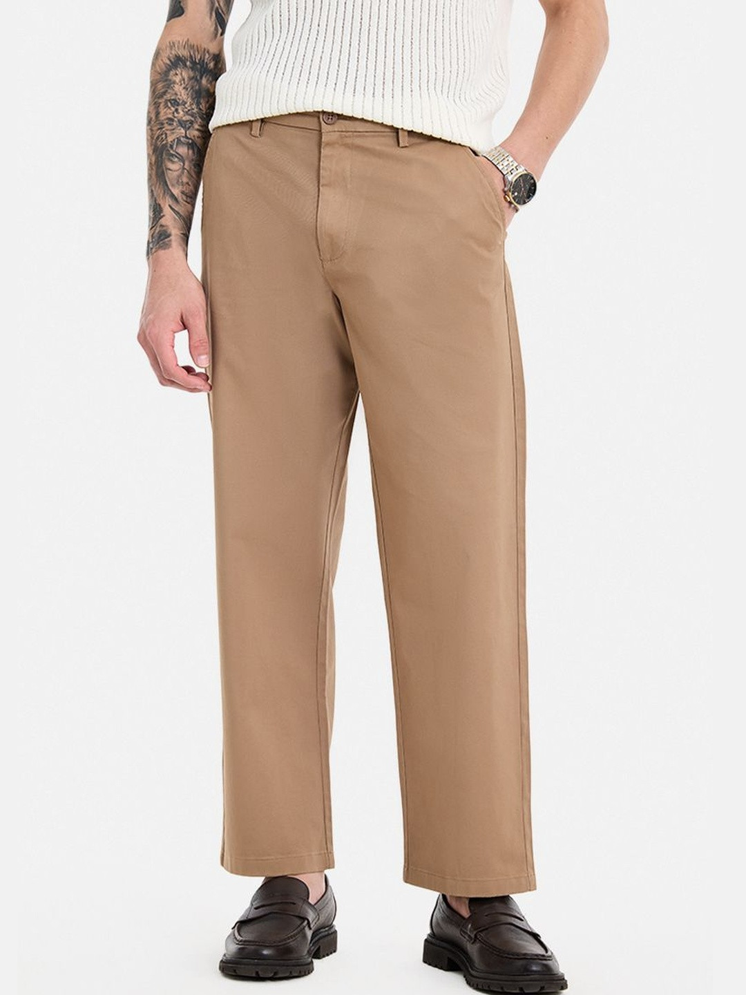 Snitch Khaki Mid-Rise Baggy Trouser