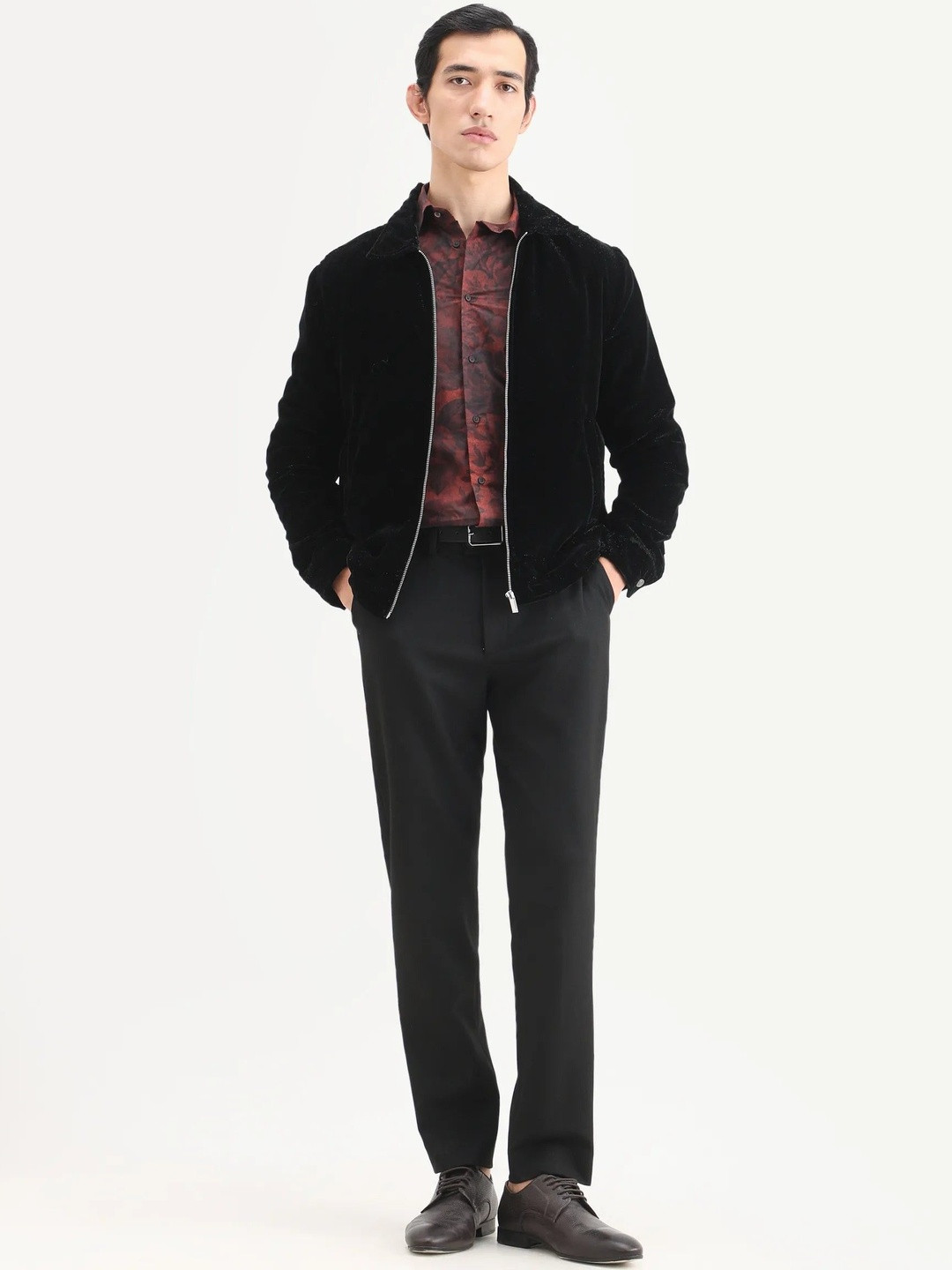 RARE RABBIT Navy Blue Austi Dark Solid Trousers