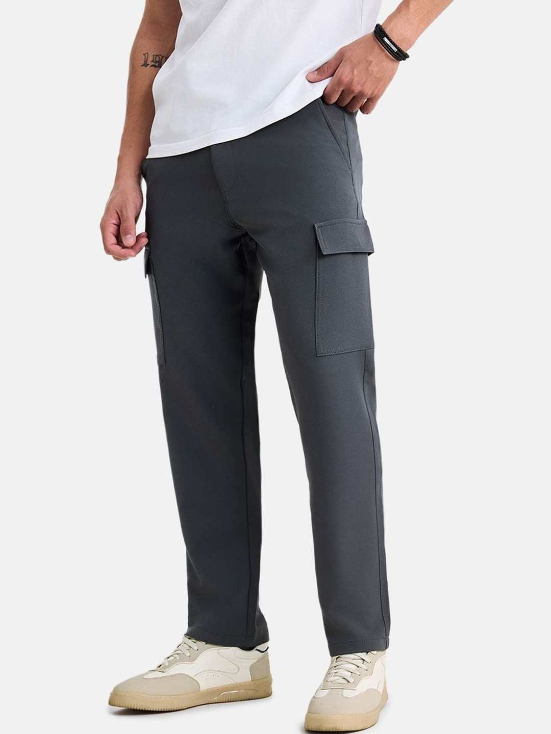 Snitch Grey Mid-Rise Regular Fit Cargo Pants
