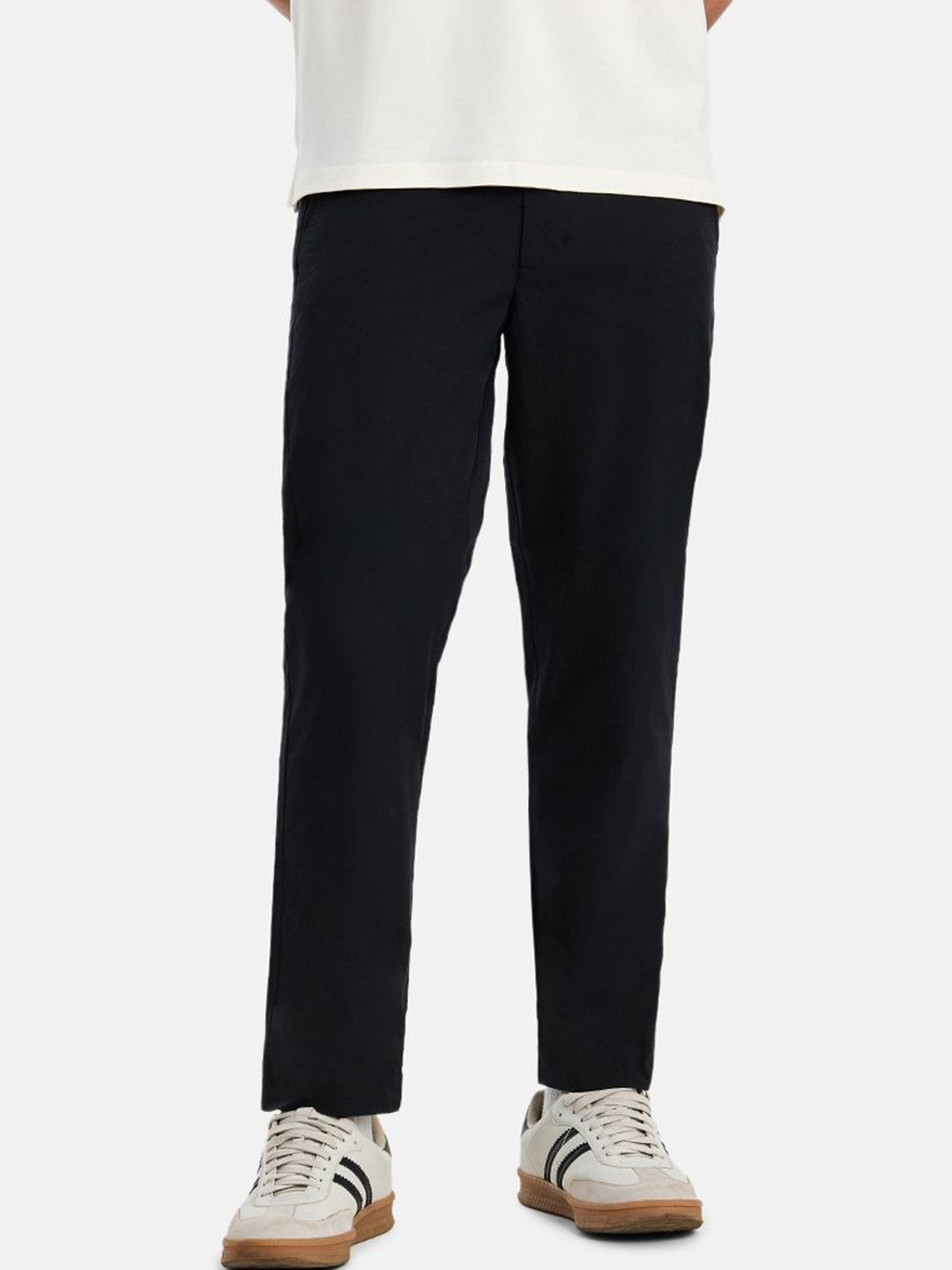 Snitch Navy Blue Mid-Rise Regular Fit Trouser