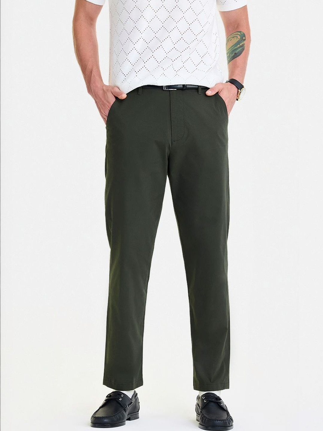 Snitch Green Mid-Rise Regular Fit Trouser