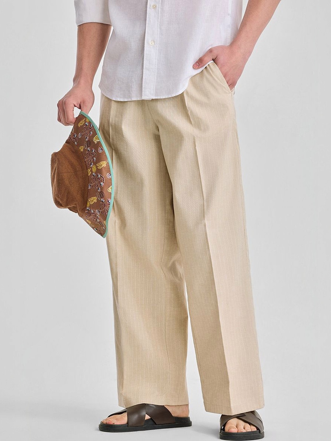 Snitch Beige High-Rise Baggy Trouser