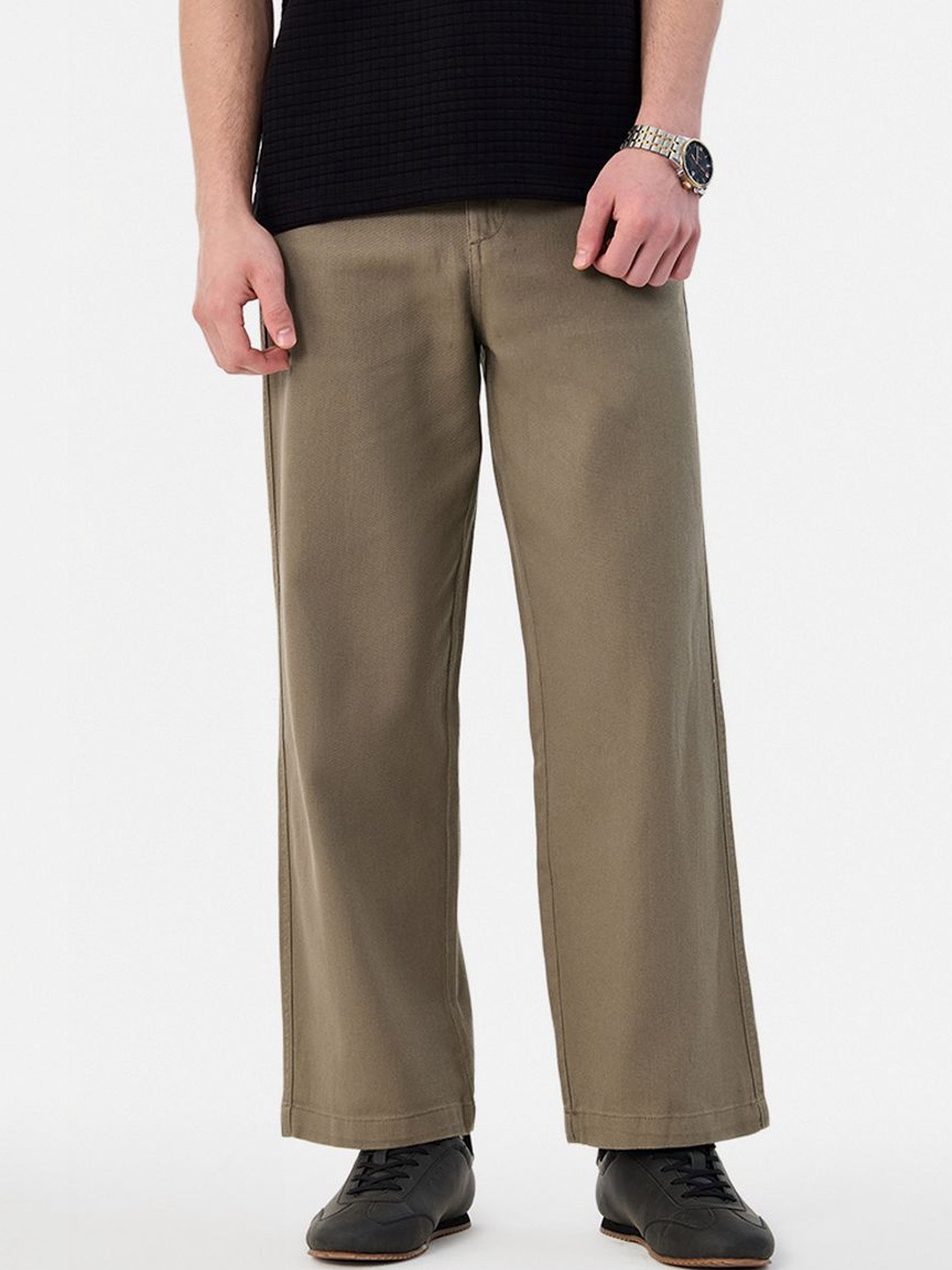 Snitch Khaki Mid-Rise Regular Fit Trouser