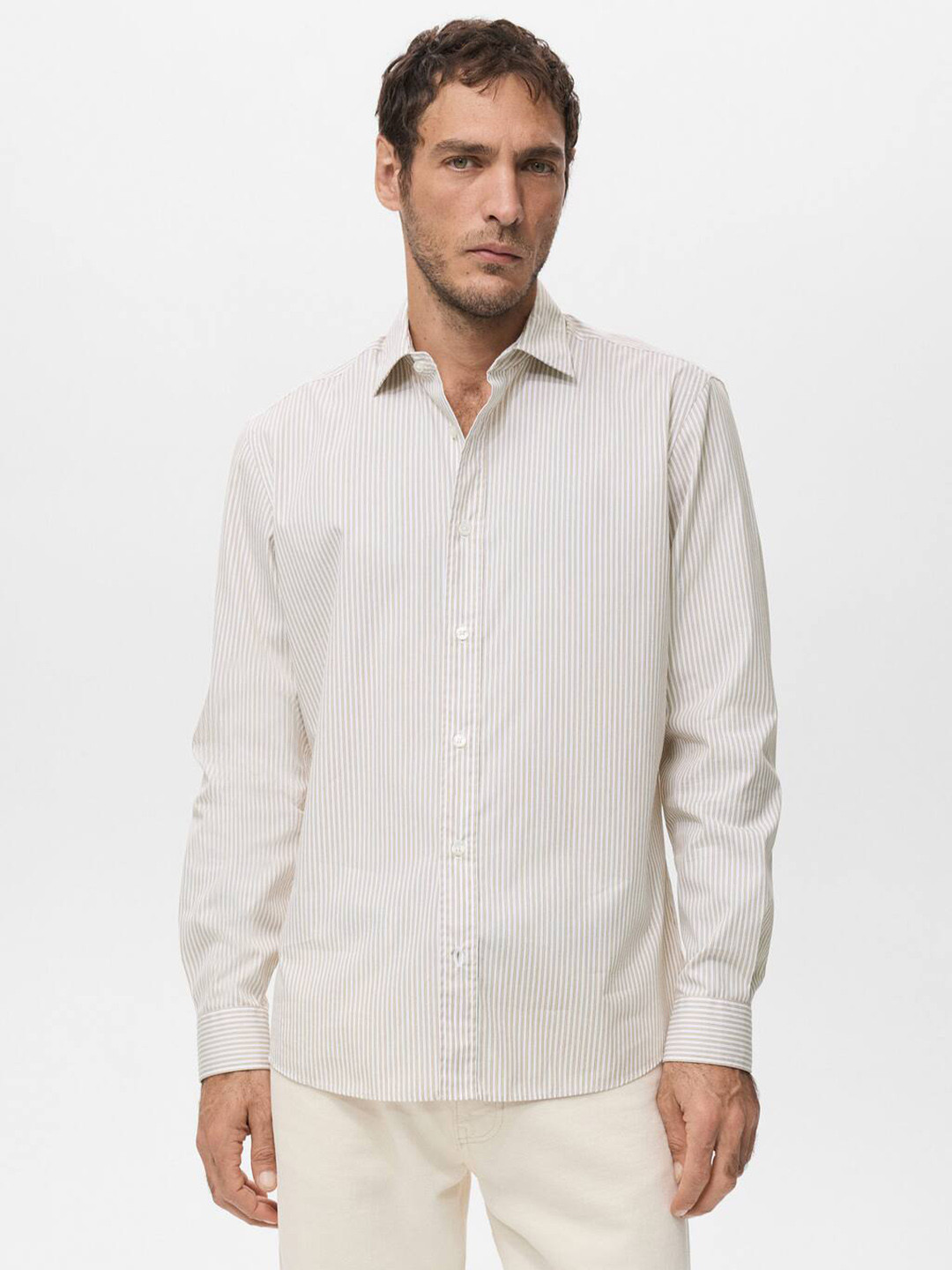 MANGO MAN Pure Cotton Striped Casual Shirt