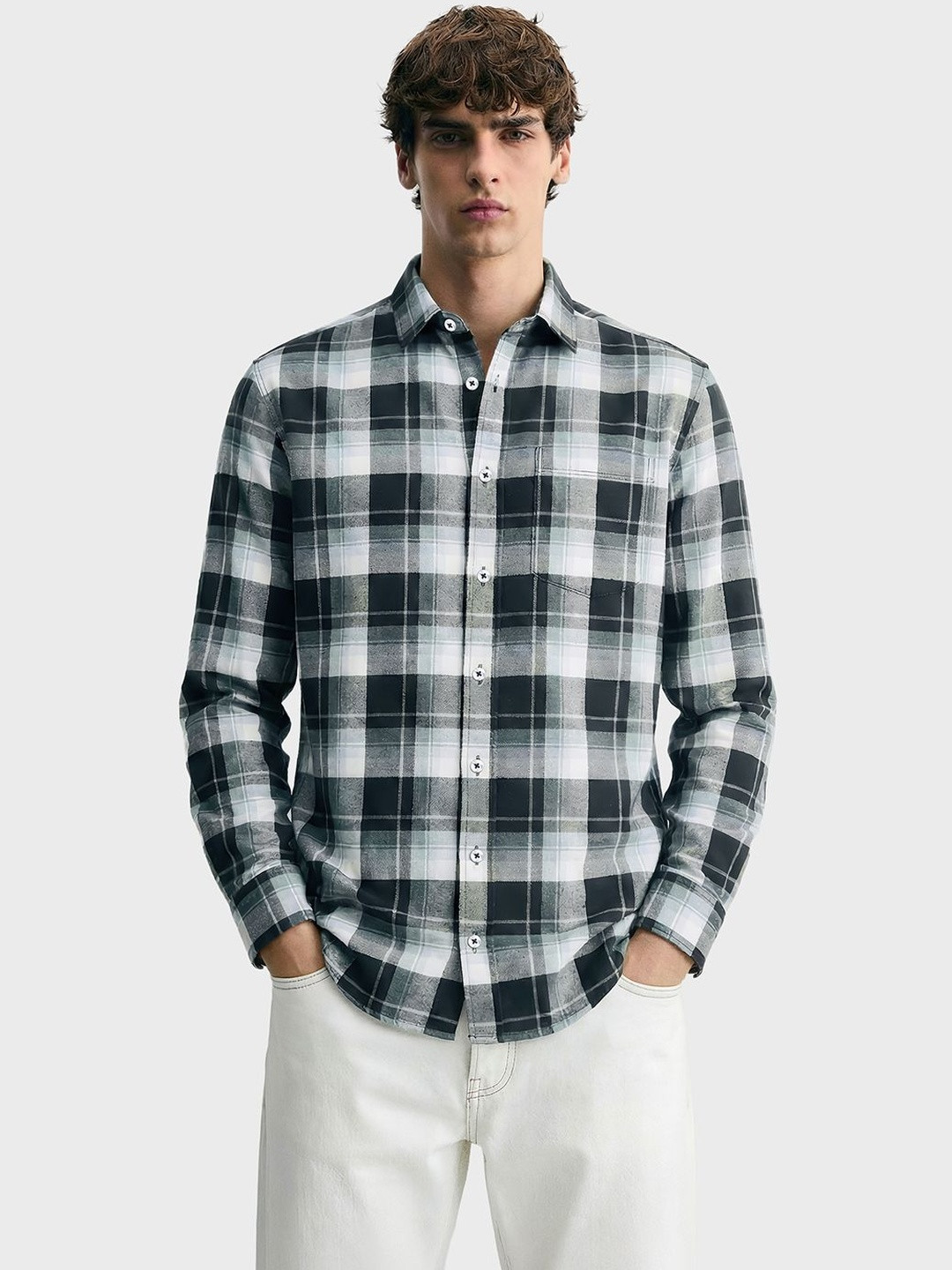 The Indian Garage Co Men Slim Fit Tartan Checks Checked Casual Shirt