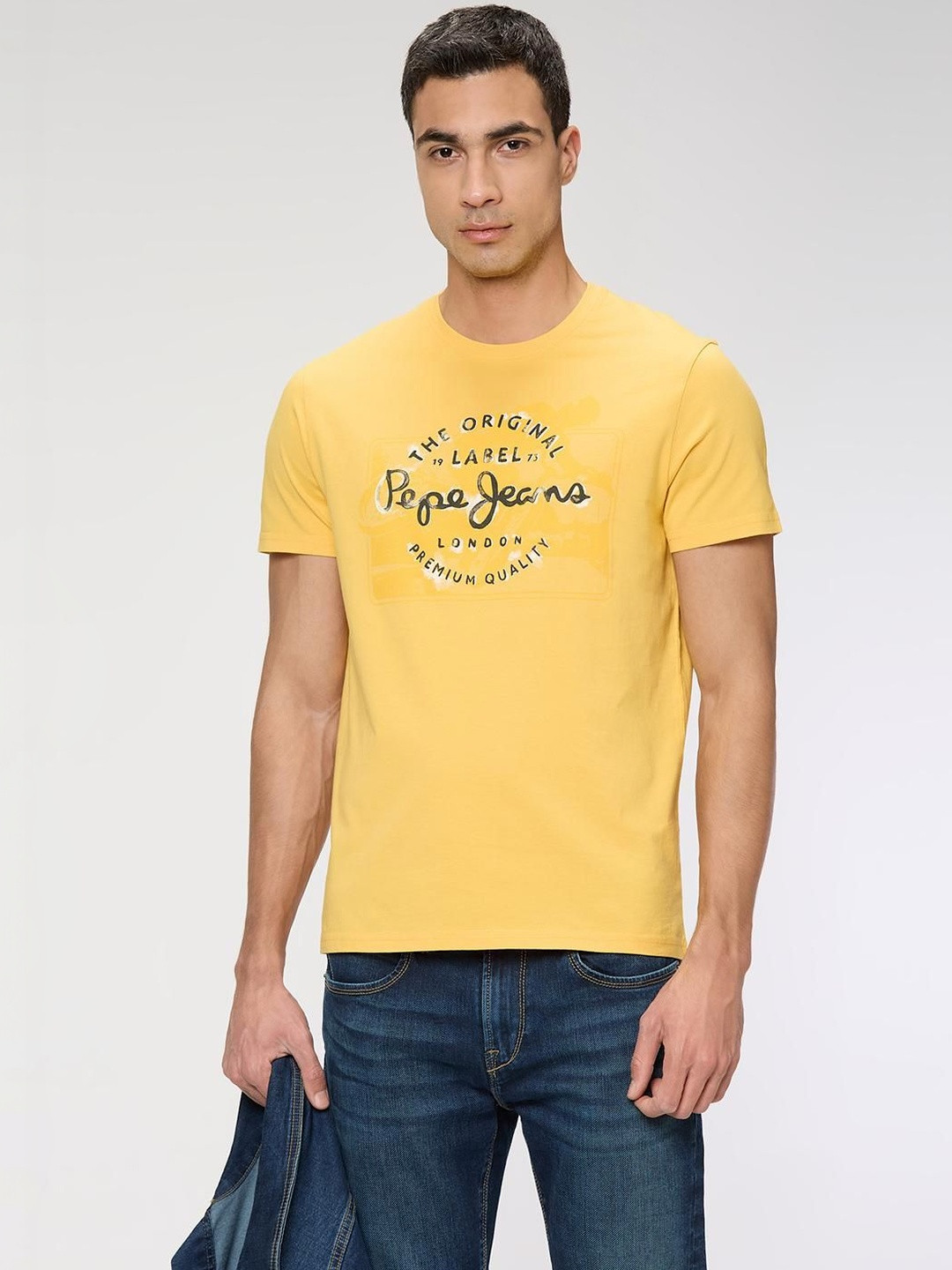 Pepe Jeans Men Brand Logo Printed Pure Cotton Slim Fit T-shirt