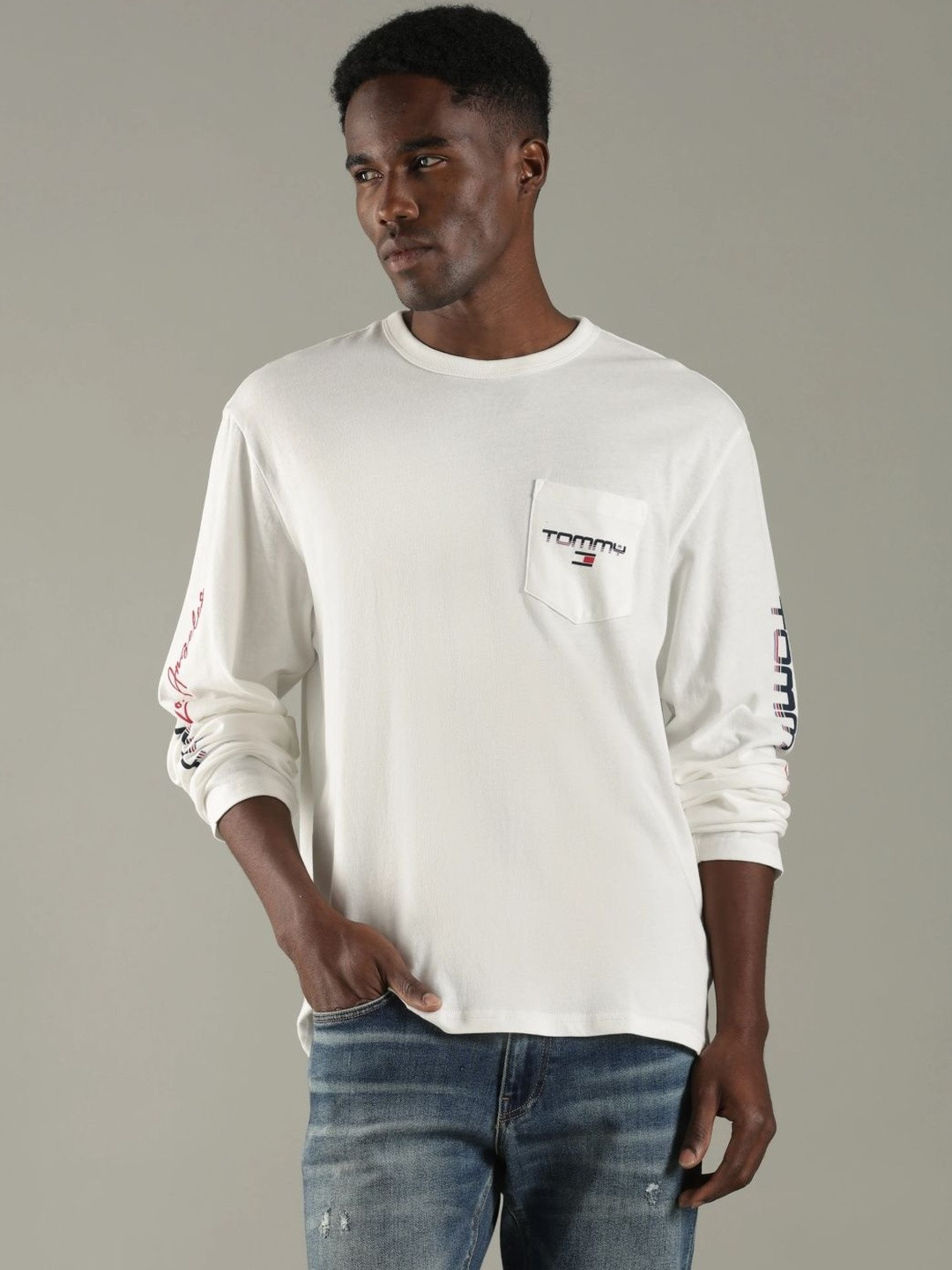 Tommy Hilfiger Men Brand Logo Printed Pockets T-shirt