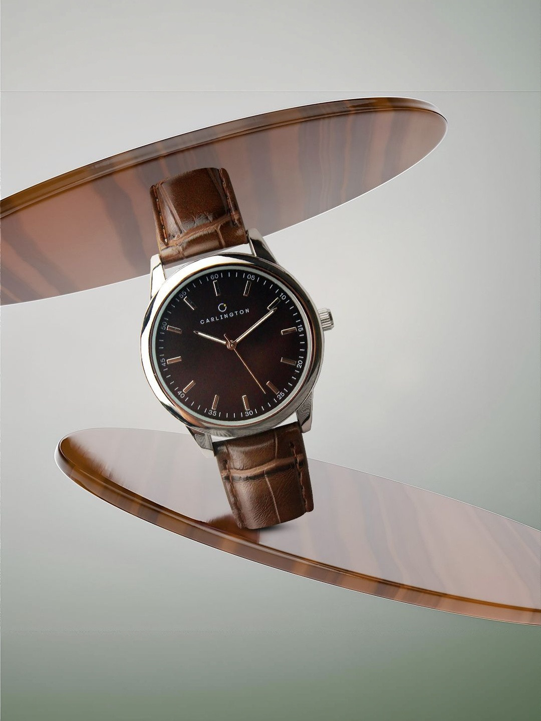 CARLINGTON Men Dial & Leather Straps Analogue Multi Function Watch Aristocrat 1077 Brown_1