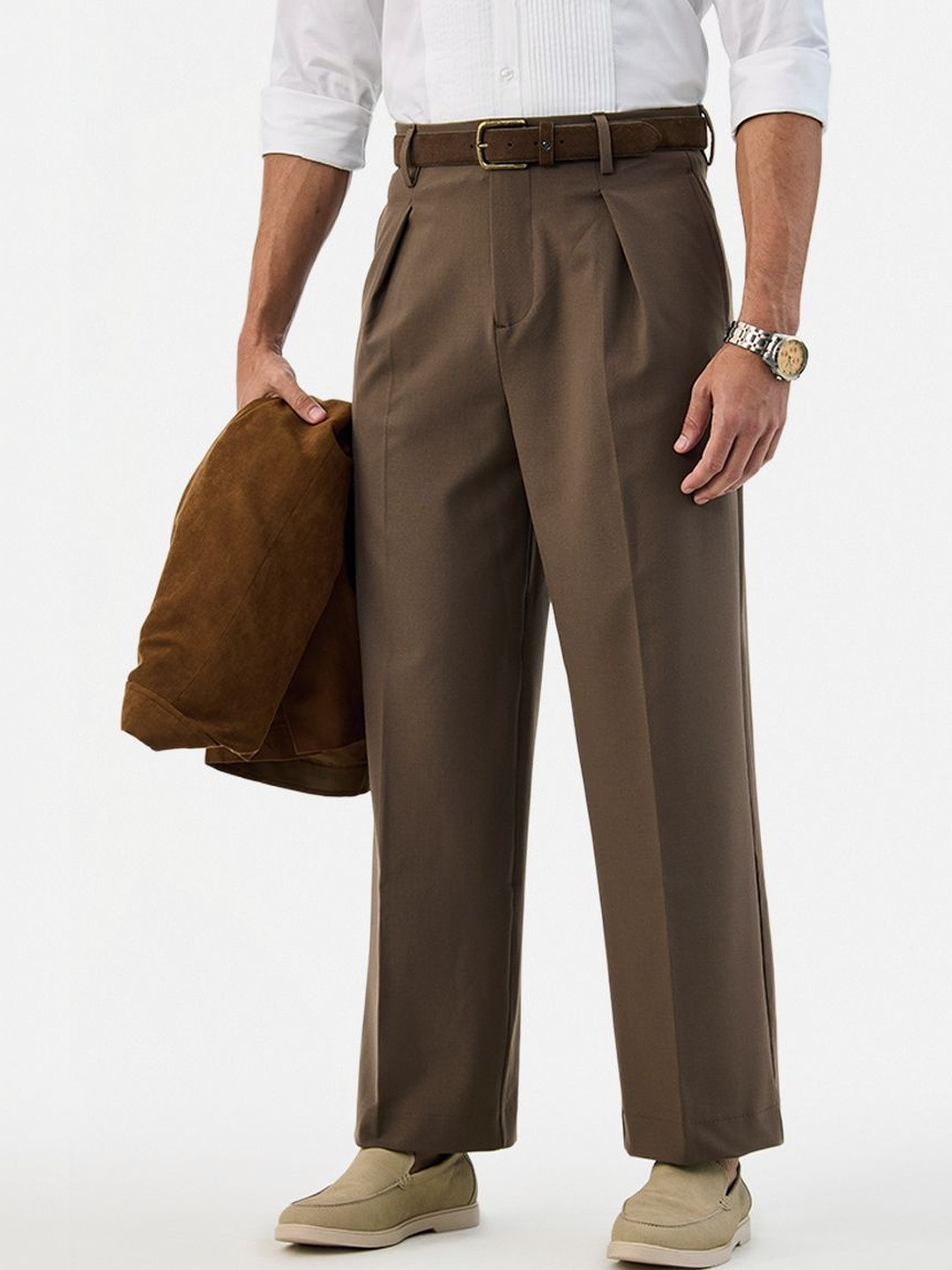 Snitch Brown High-Rise Baggy Trouser