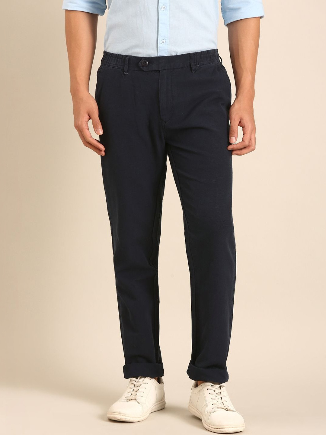 CAVALLO by Linen Club Men Slim Fit Chinos Trousers