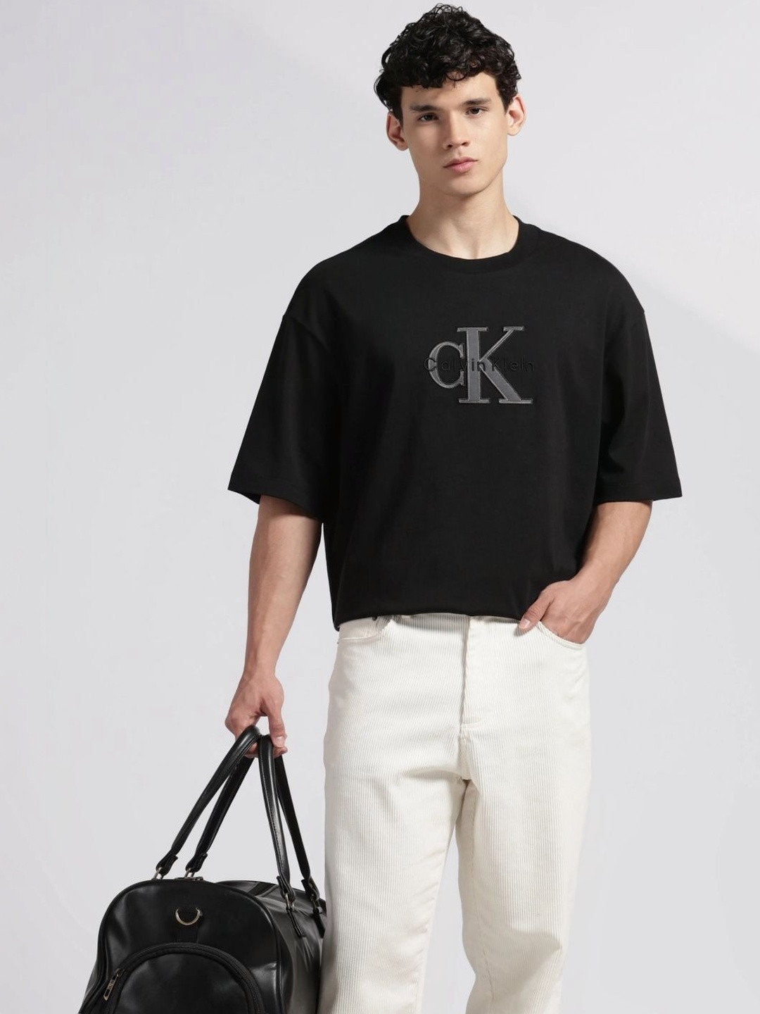 Calvin Klein Jeans Embroidered Logo Relaxed Fit Cotton T Shirt