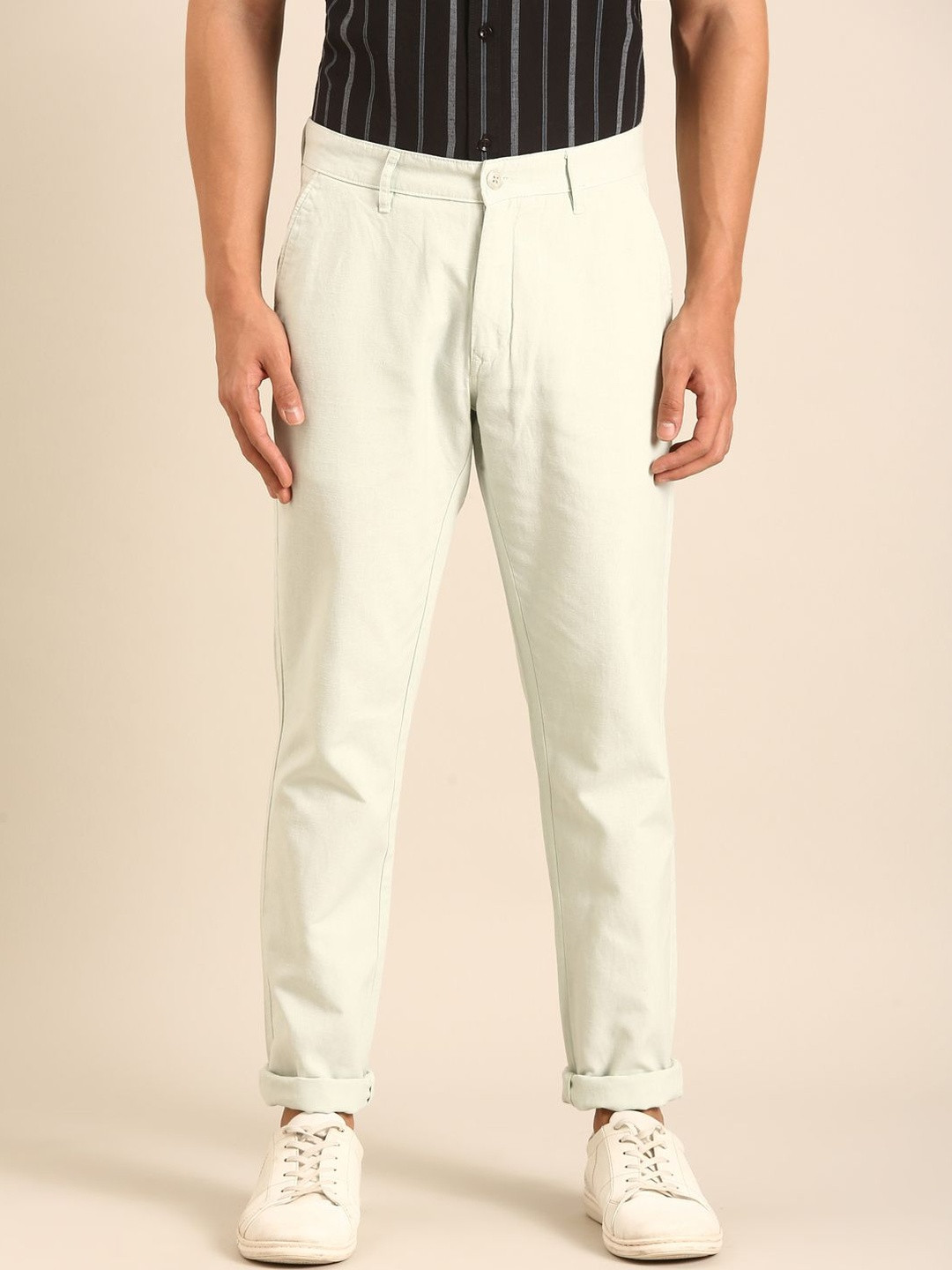 CAVALLO by Linen Club Men Slim Fit Chinos Trousers