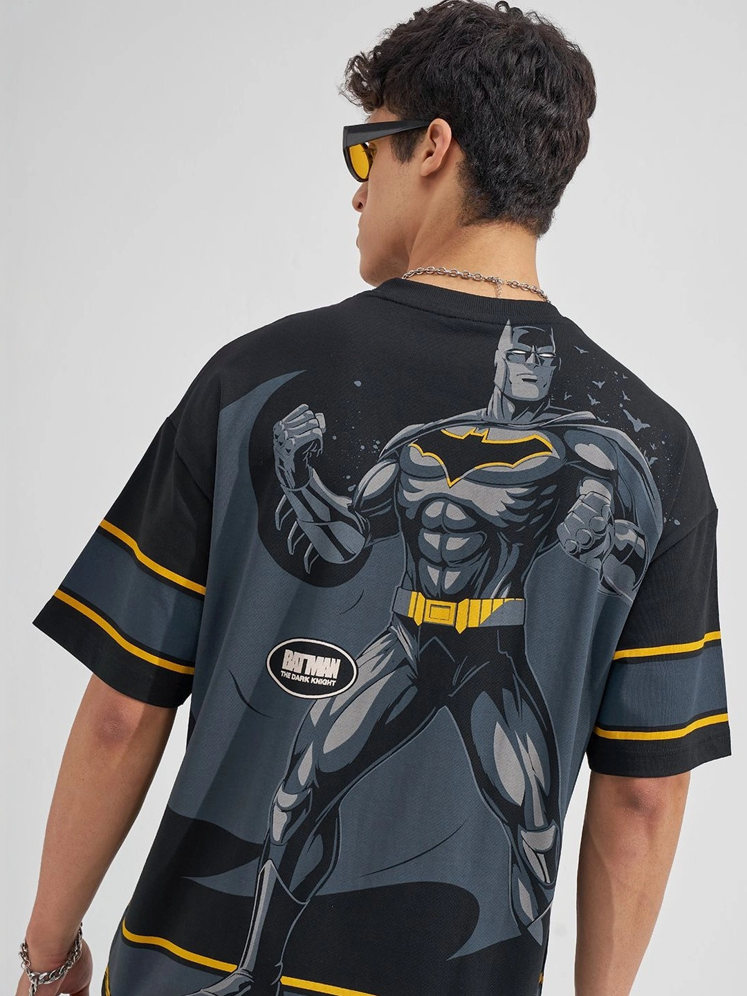 HIGHLANDER Men Batman Printed Drop-Shoulder Sleeves T-shirt