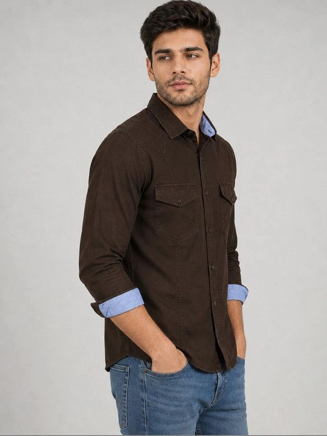 FRANKSHIRT Men Cargo Cotton Casual Shirt - Image 2