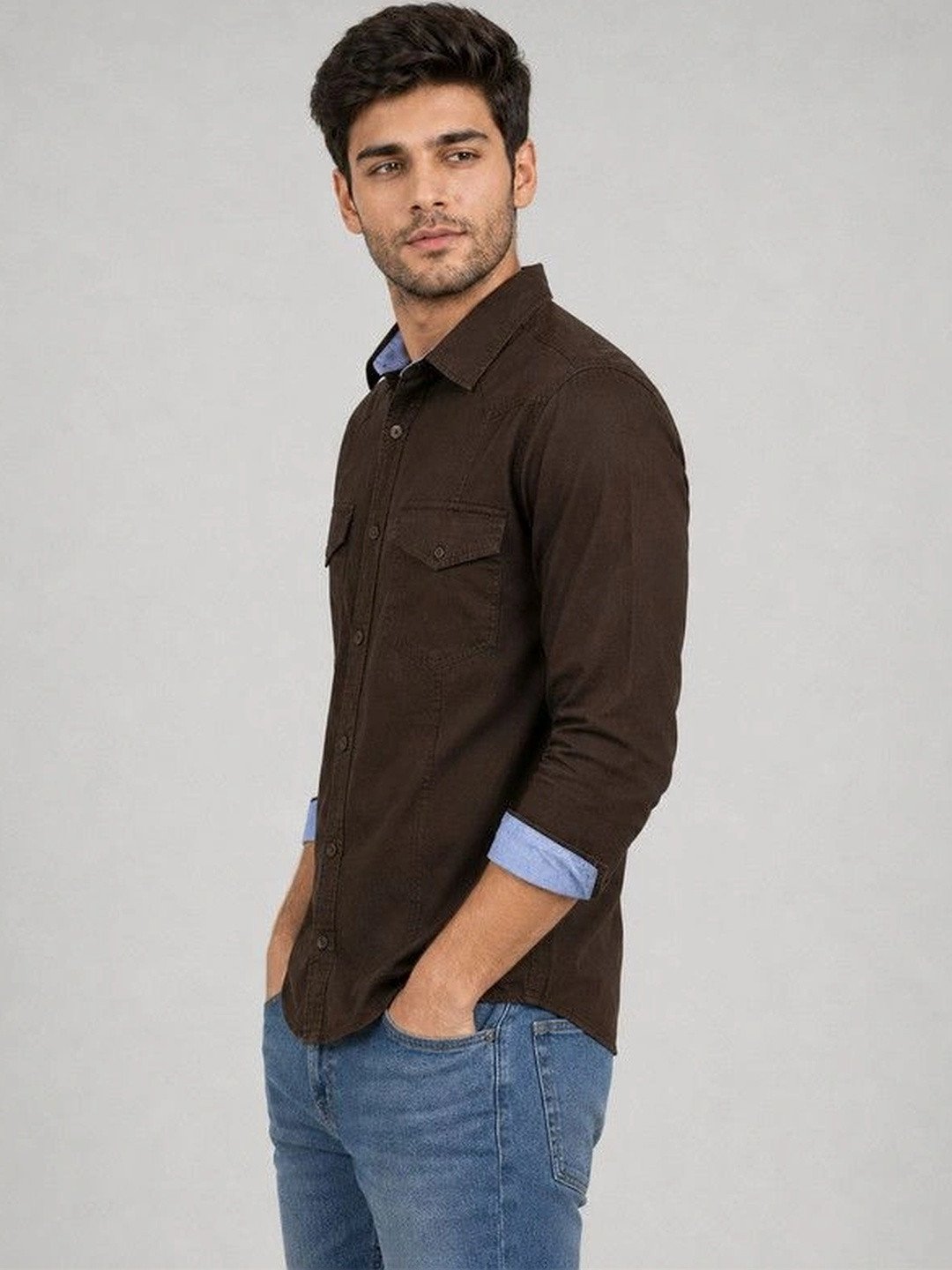 FRANKSHIRT Men Cargo Cotton Casual Shirt - Image 4