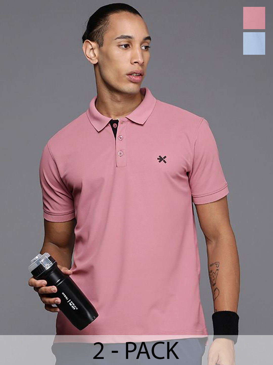 HRX by Hrithik Roshan Men Pack of 2 Polo Collar T-shirts