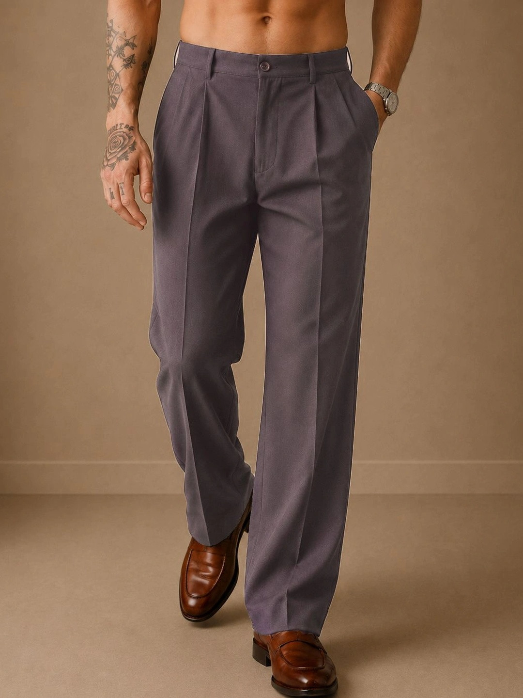 House of Pataudi Men Relaxed Easy Wash Trousers
