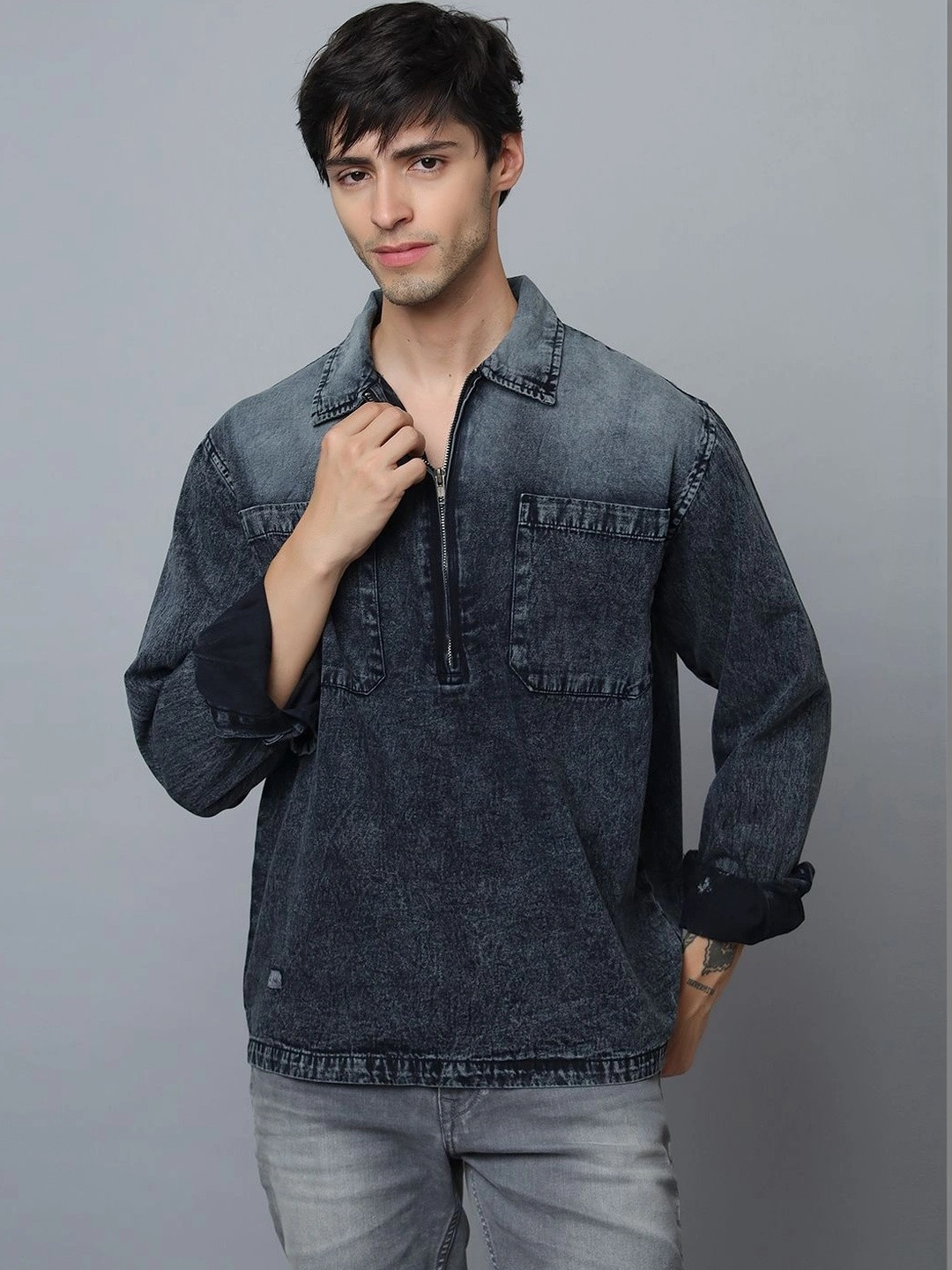 D Finish Men Dyed Polo Collar Pockets T-shirt