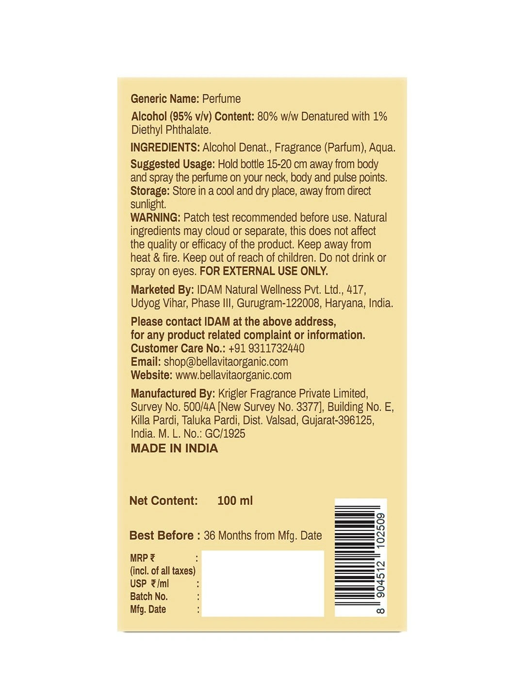 Bella Vita Organic Bare Banana Eau De Parfum 100ml - Image 4
