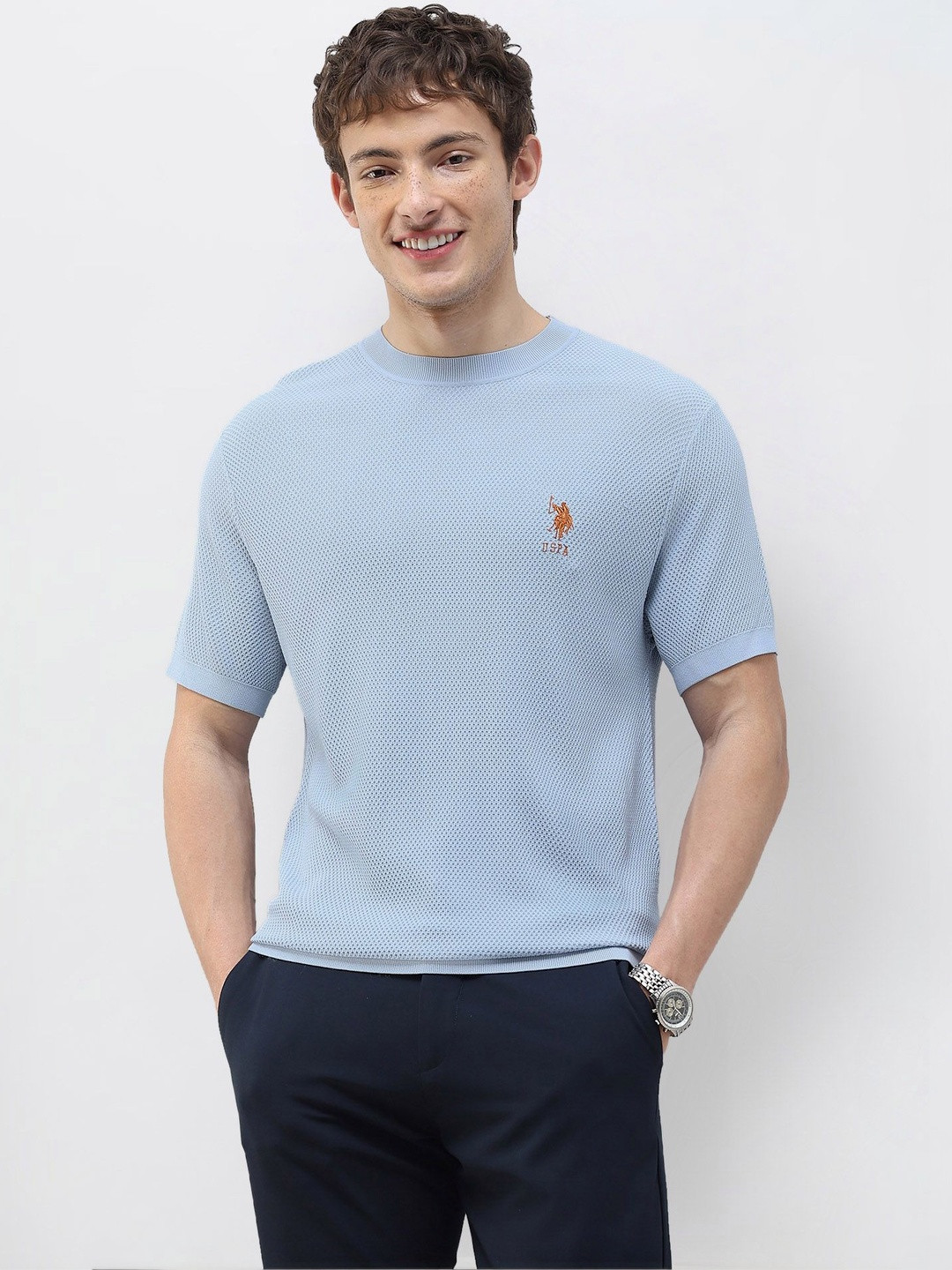 U.S. Polo Assn. Men's Textured Slim Fit Tshirts