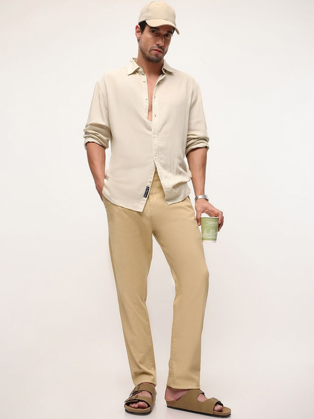 Dennis Lingo Straight Fit Solid Textured Trouser
