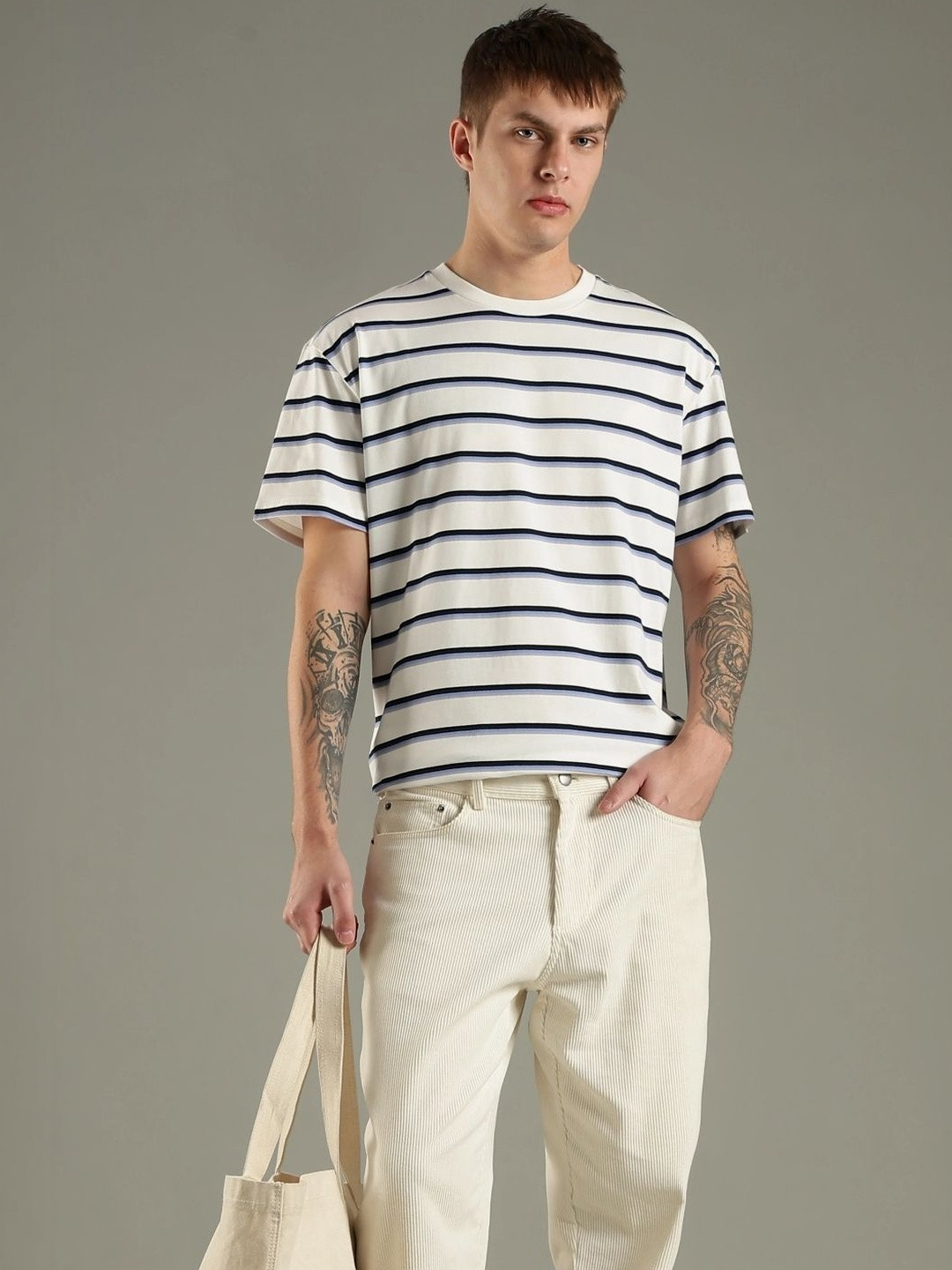 Tommy Hilfiger Men Striped Cotton T-shirt