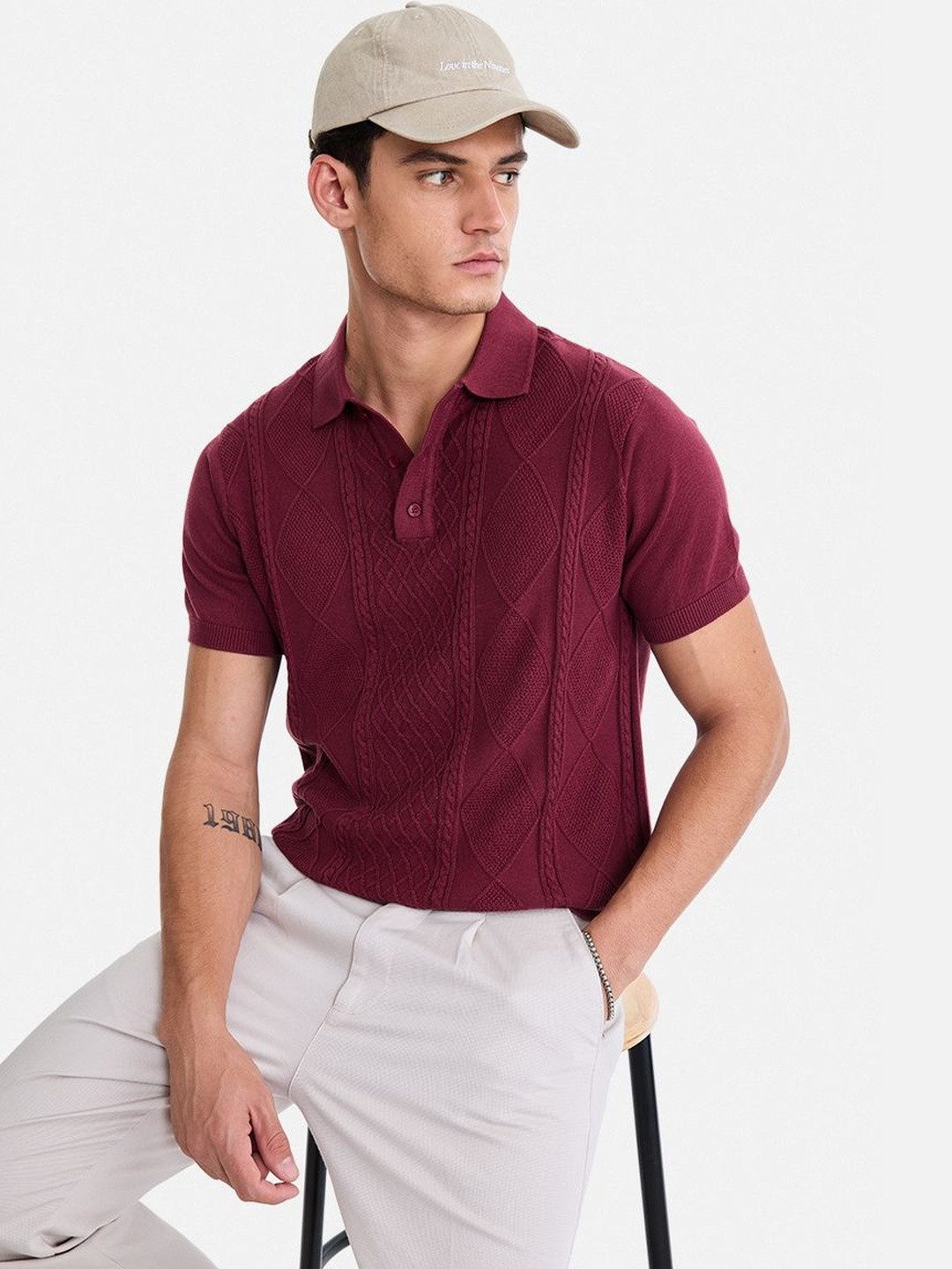 Snitch Men Polo Collar Pure Cotton T-shirt