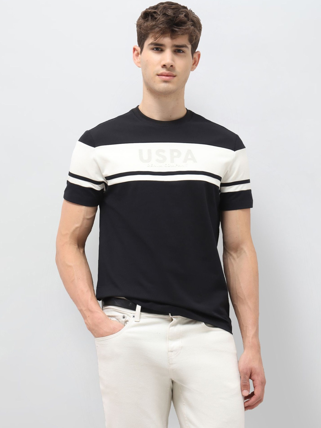 U.S. Polo Assn. Denim Co. Men Colourblocked Slim Fit T-shirt