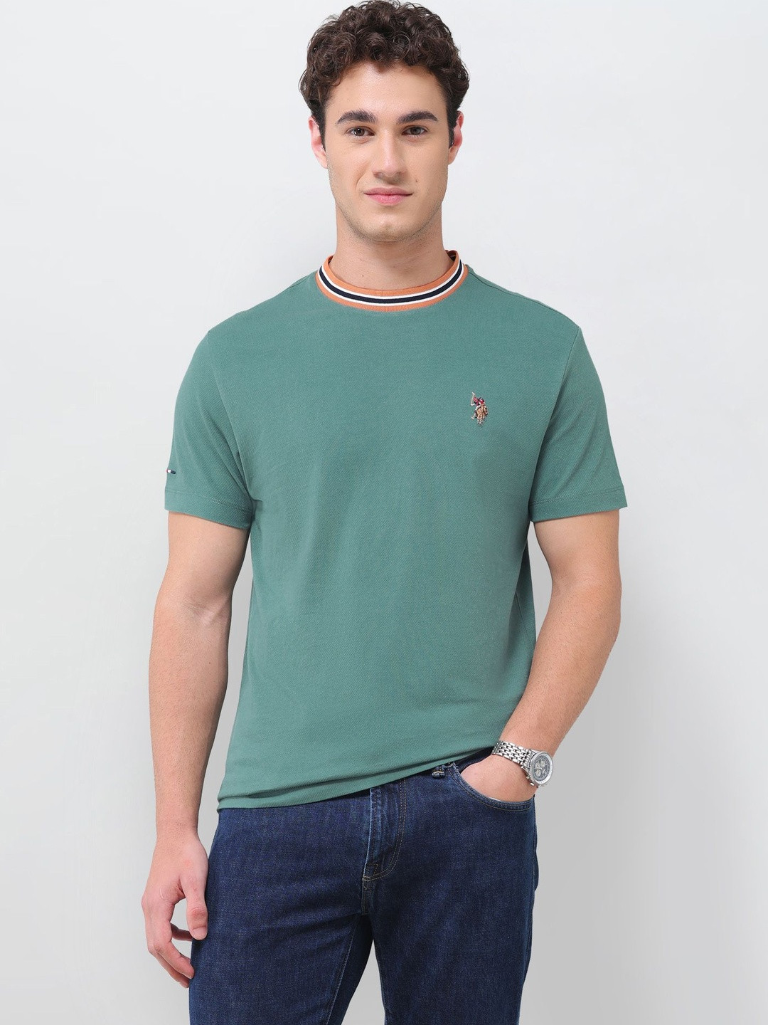 U.S. Polo Assn. Denim Co. Men Pure Cotton Slim Fit T-shirt