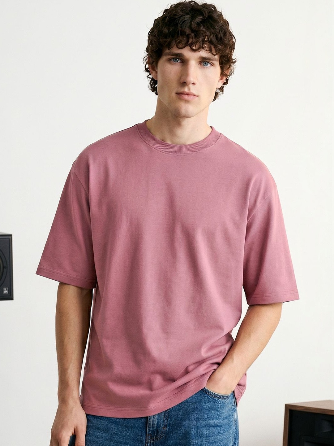 Bewakoof Men's Mesa Rose Oversized Interlock Cotton T-shirt
