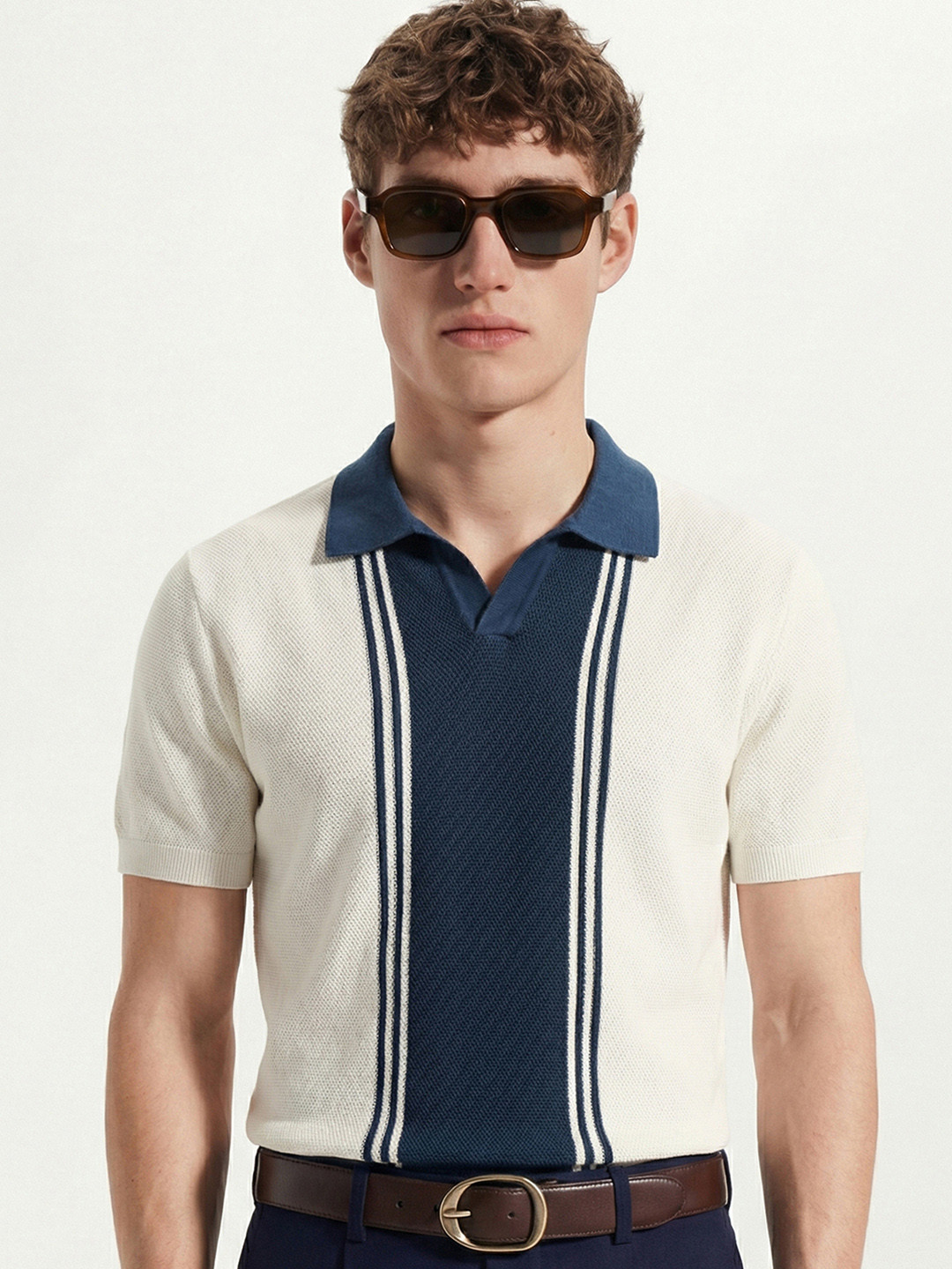 HIGHLANDER Men Colourblocked Polo Collar T-shirt - Image 1